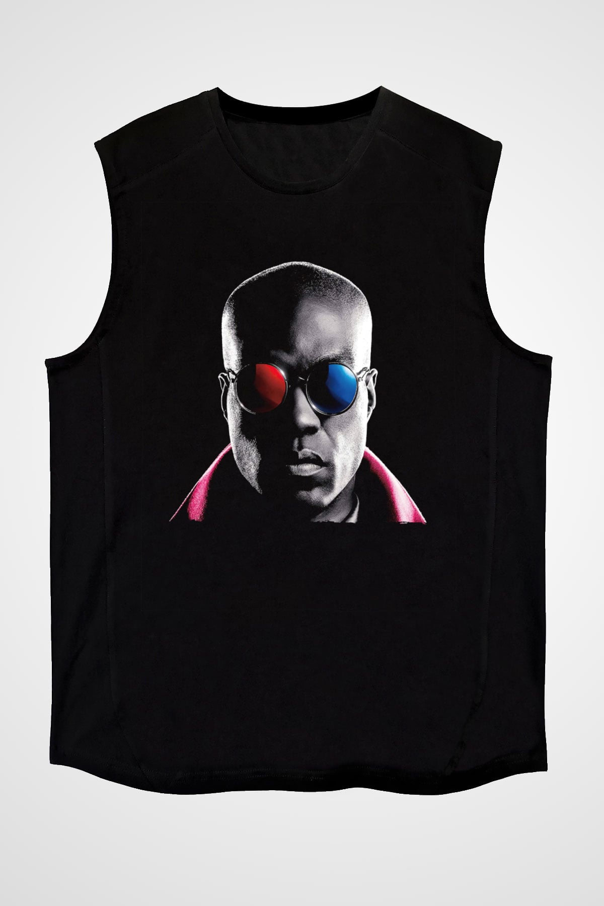 Unisex Matrix Baskılı Siyah Unisex Kolsuz T-shirt