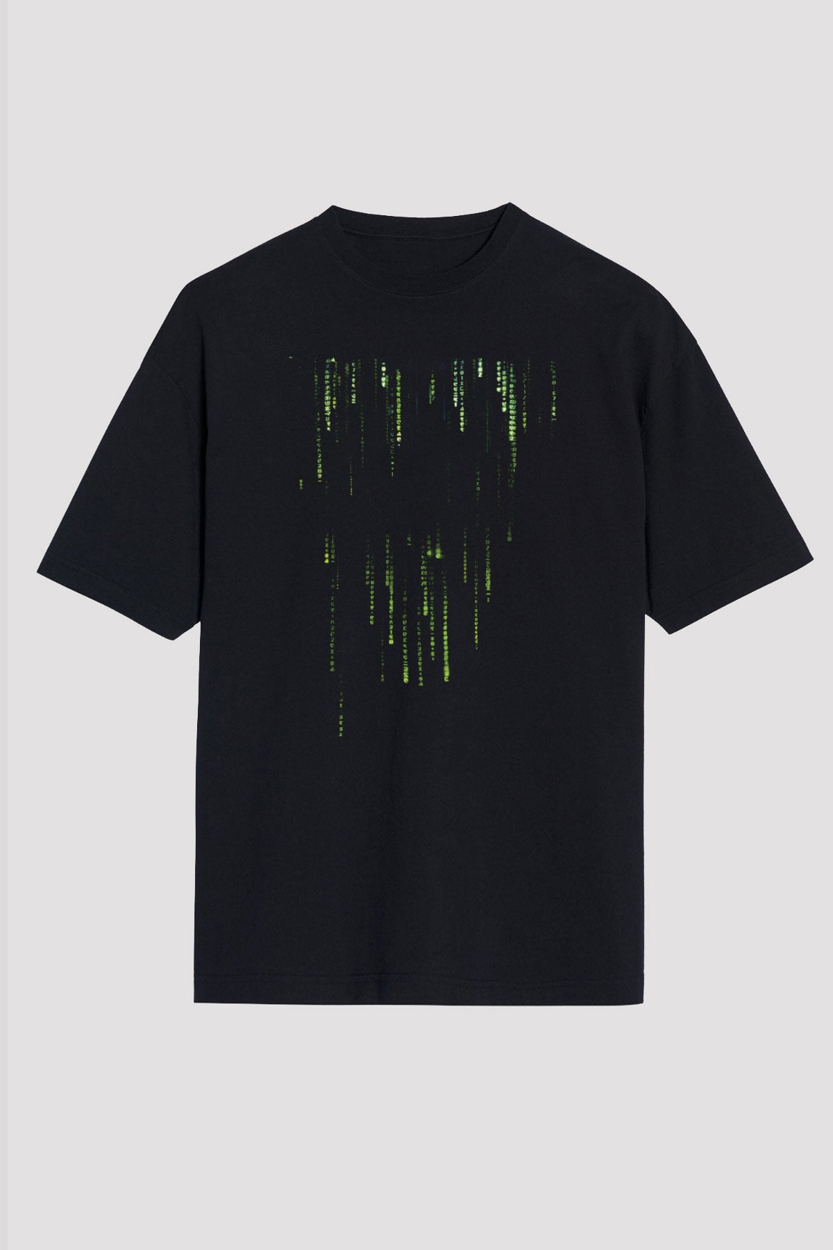 Unisex Matrix (The Matrix) Baskılı Siyah Oversize Tişört