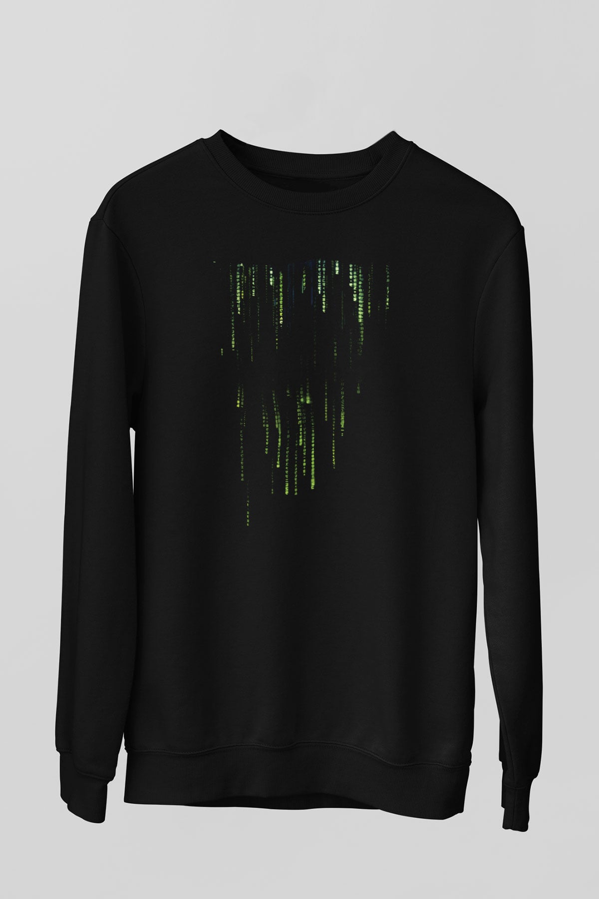 Unisex Matrix (The Matrix) Baskılı Siyah Sweatshirt