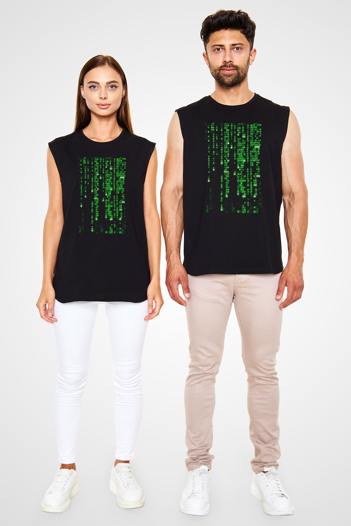 Unisex Matrix (The Matrix) Baskılı Siyah Unisex Kolsuz Tshirt