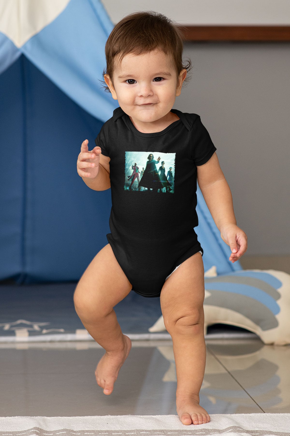 Unisex Matrix (The Matrix) Baskılı Siyah Bebek Body - Zıbın