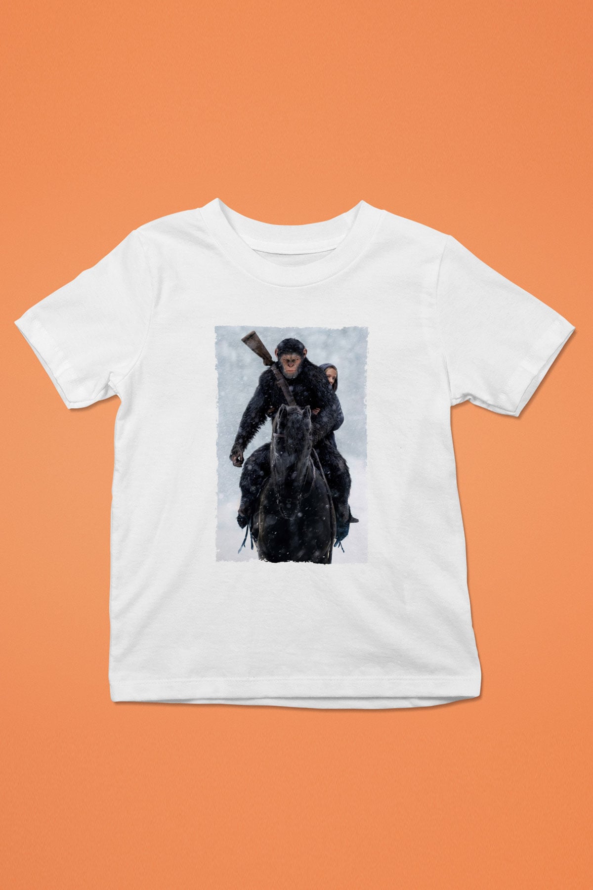 Unisex Maymunlar Cehennemi Savaş (War for the Planet of the Apes) Baskılı Beyaz Çocuk Tshirt
