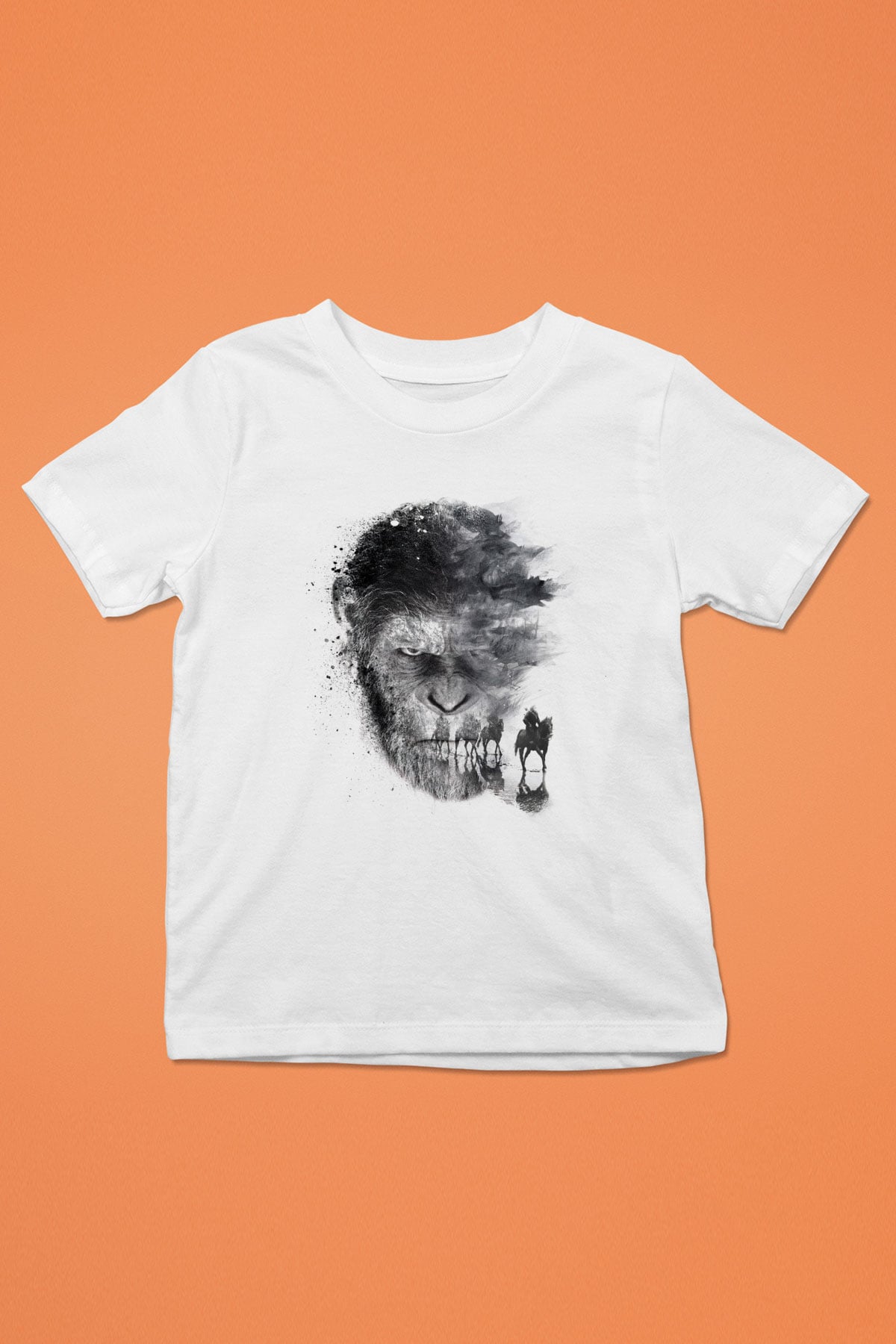 Unisex Maymunlar Cehennemi Savaş (War for the Planet of the Apes) Baskılı Beyaz Çocuk Tshirt
