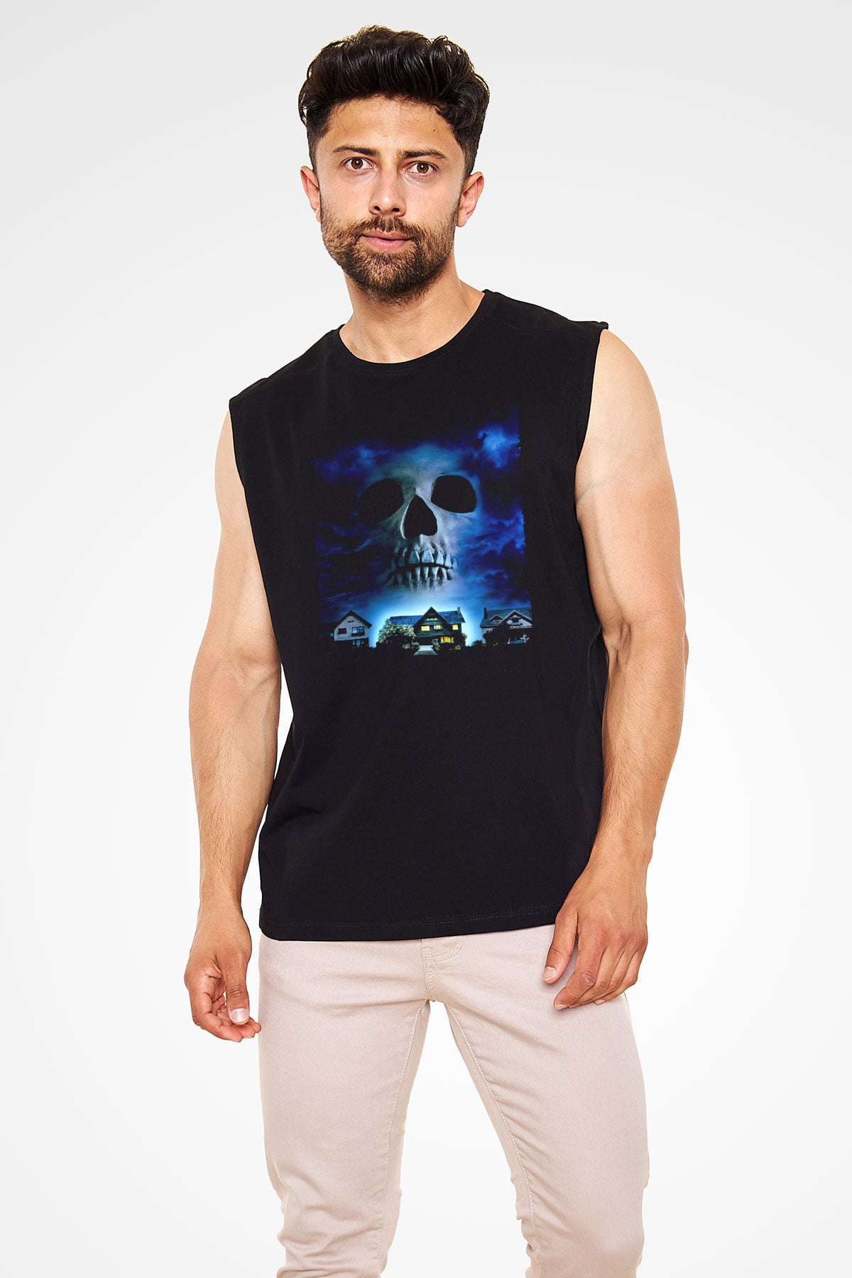 Unisex Merdiven Altındakiler (The People Under the Stairs) Baskılı Siyah Kolsuz T-shirt