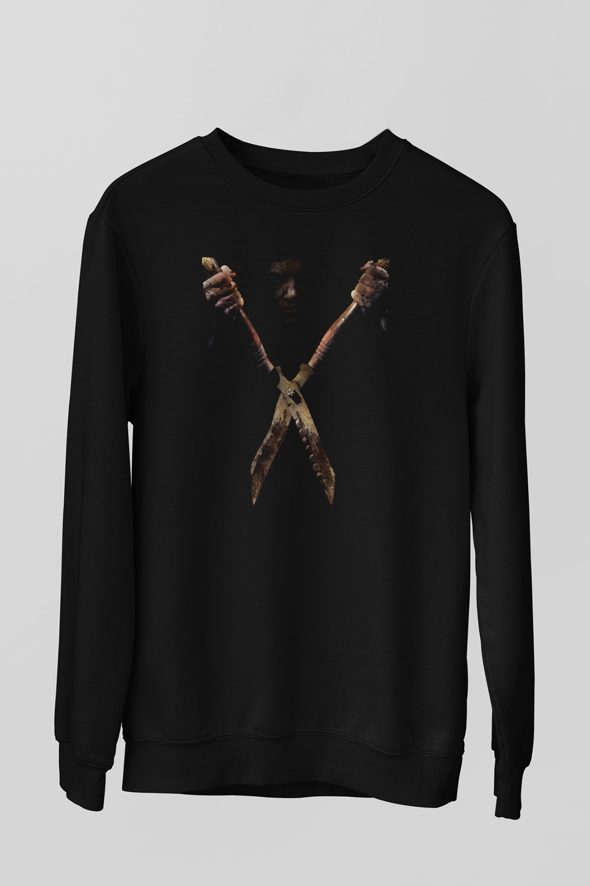 Unisex Mezarına Tüküreceğim (I Spit on Your Grave) Baskılı Siyah Sweatshirt