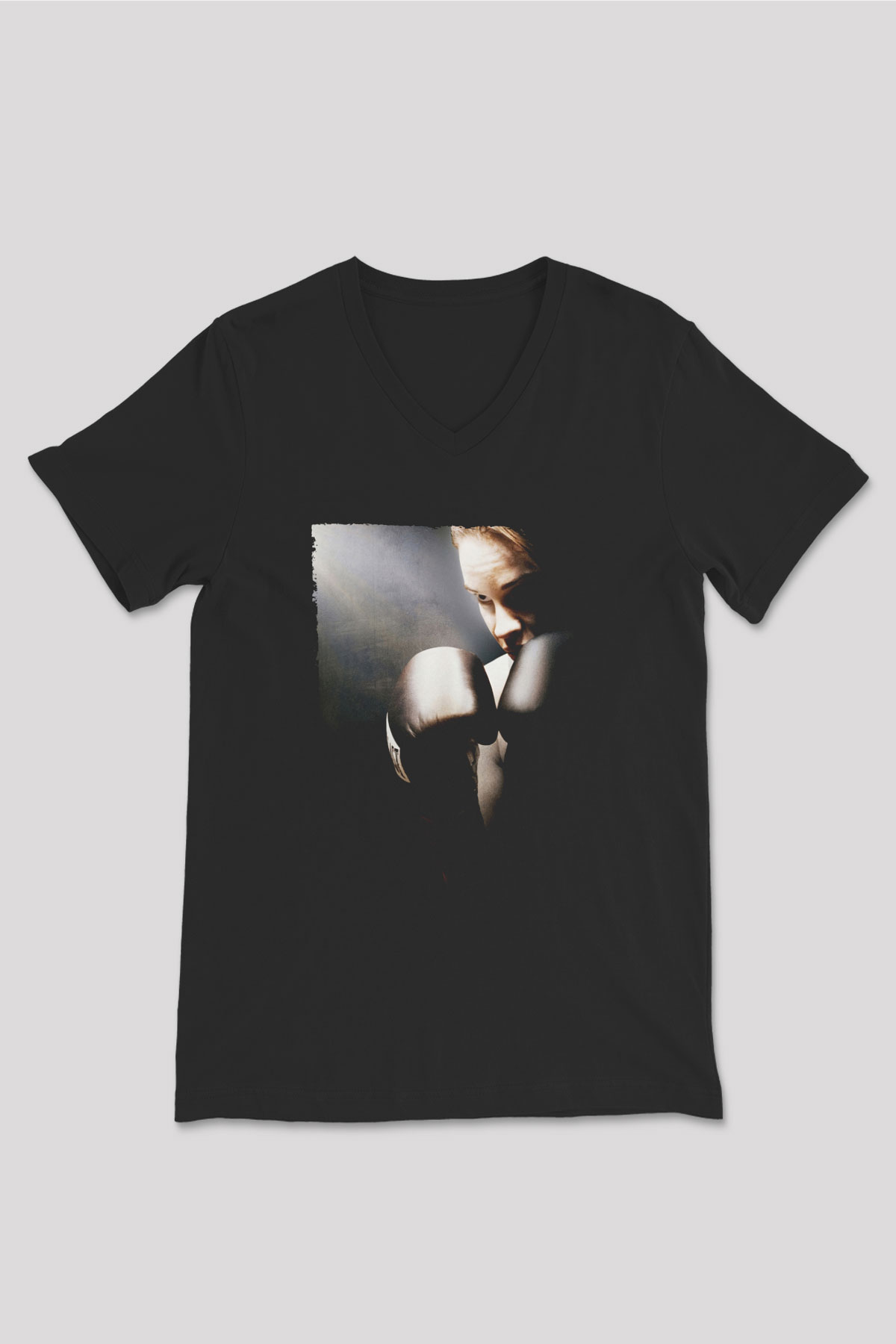 Unisex Milyonluk Bebek (Million Dollar Baby) Baskılı Siyah V Yaka Tişört