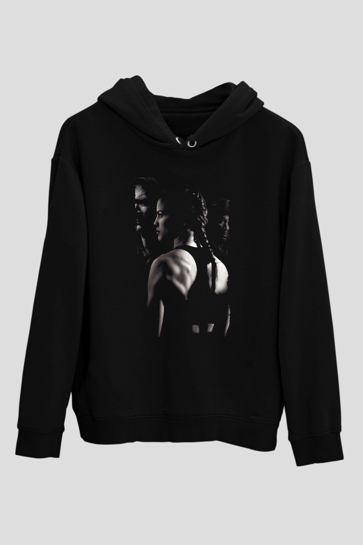 Unisex Milyonluk Bebek (Million Dollar Baby) Baskılı Siyah Kapüşonlu Sweatshirt
