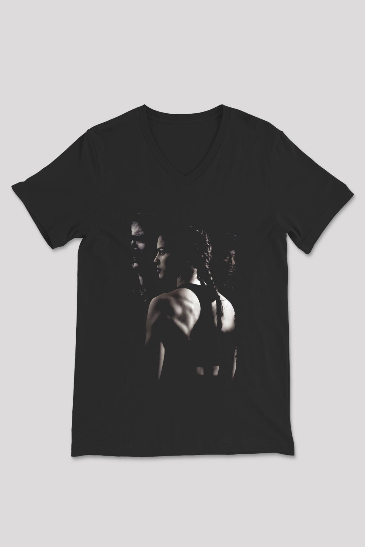 Unisex Milyonluk Bebek (Million Dollar Baby) Baskılı Siyah V Yaka Tshirt