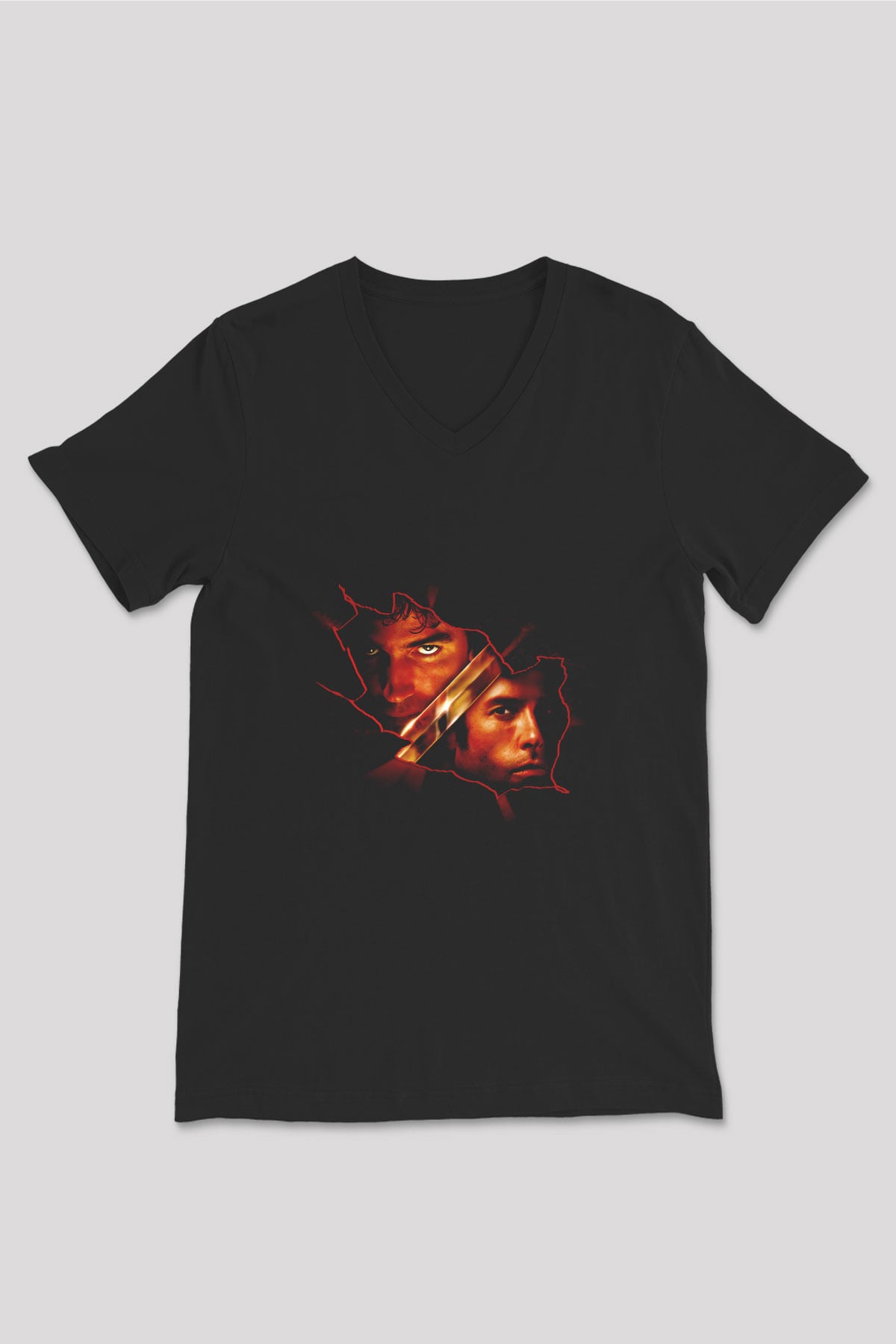 Unisex Monte Kristo Kontu (The Count of Monte Cristo) Baskılı Siyah V Yaka Tshirt