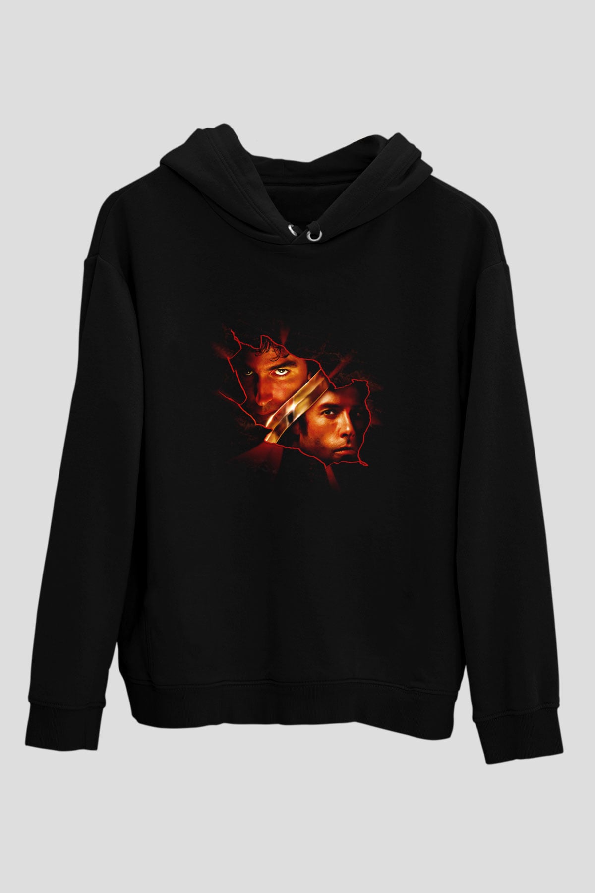 Unisex Monte Kristo Kontu (The Count of Monte Cristo) Baskılı Siyah Kapüşonlu Sweatshirt