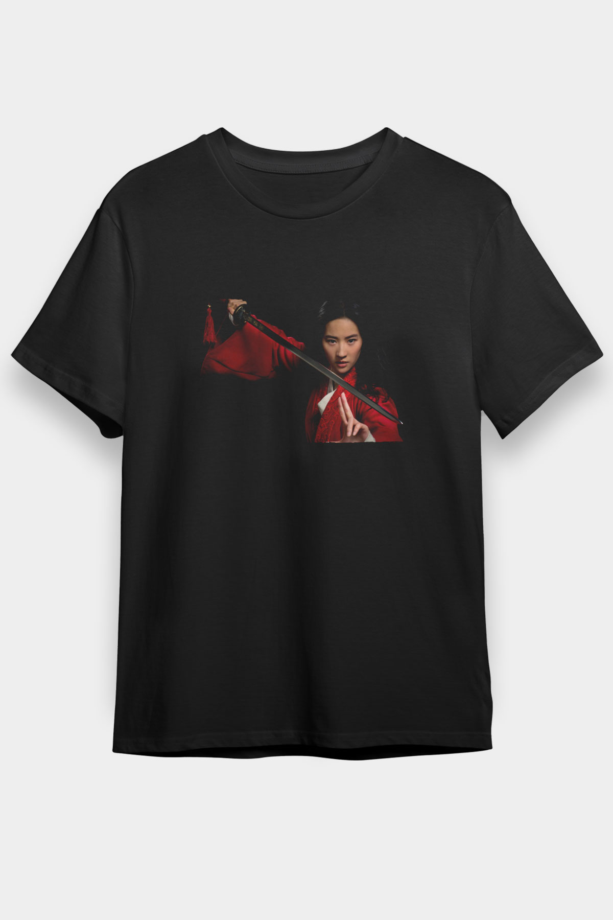 Unisex Mulan Baskılı Siyah Tshirt