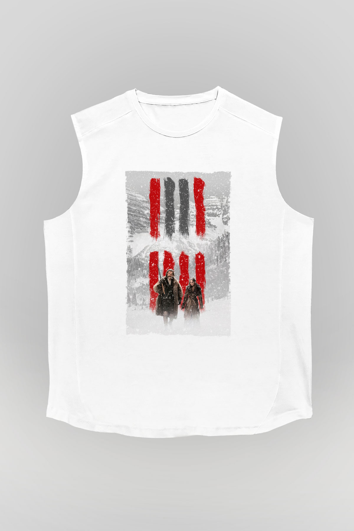 Unisex Nefret Sekizlisi (The Hateful Eight) Baskılı Beyaz Kolsuz Tişört