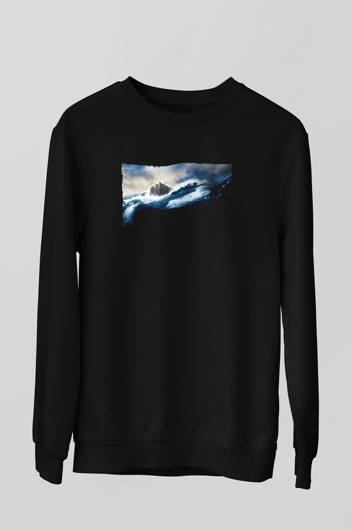 Unisex Nuh (Noah) Baskılı Siyah Sweatshirt