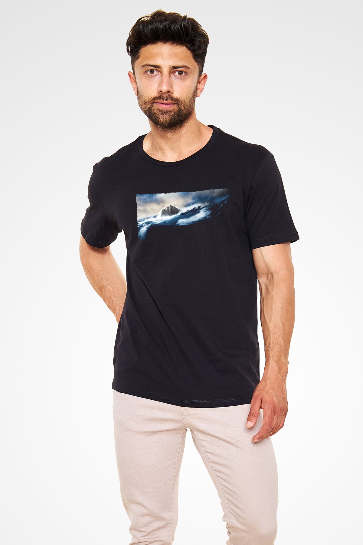 Unisex Nuh (Noah) Baskılı Siyah Tshirt