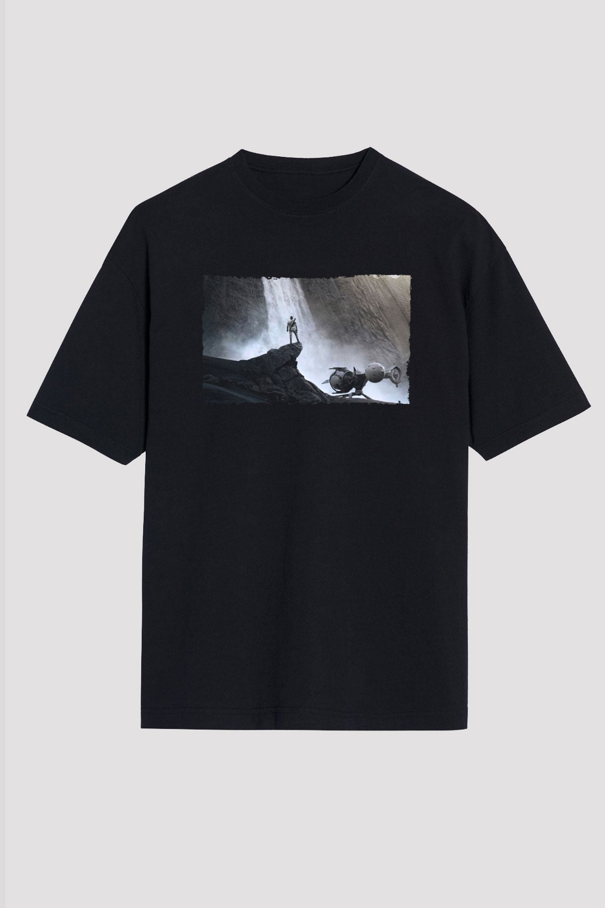 Unisex Oblivion Baskılı Siyah Oversize T-shirt