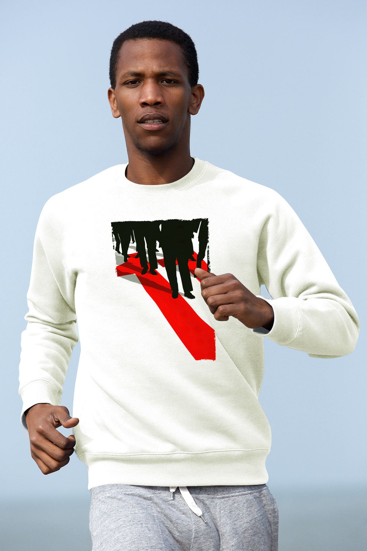 Unisex Ocean's Eleven Baskılı Beyaz Sweatshirt
