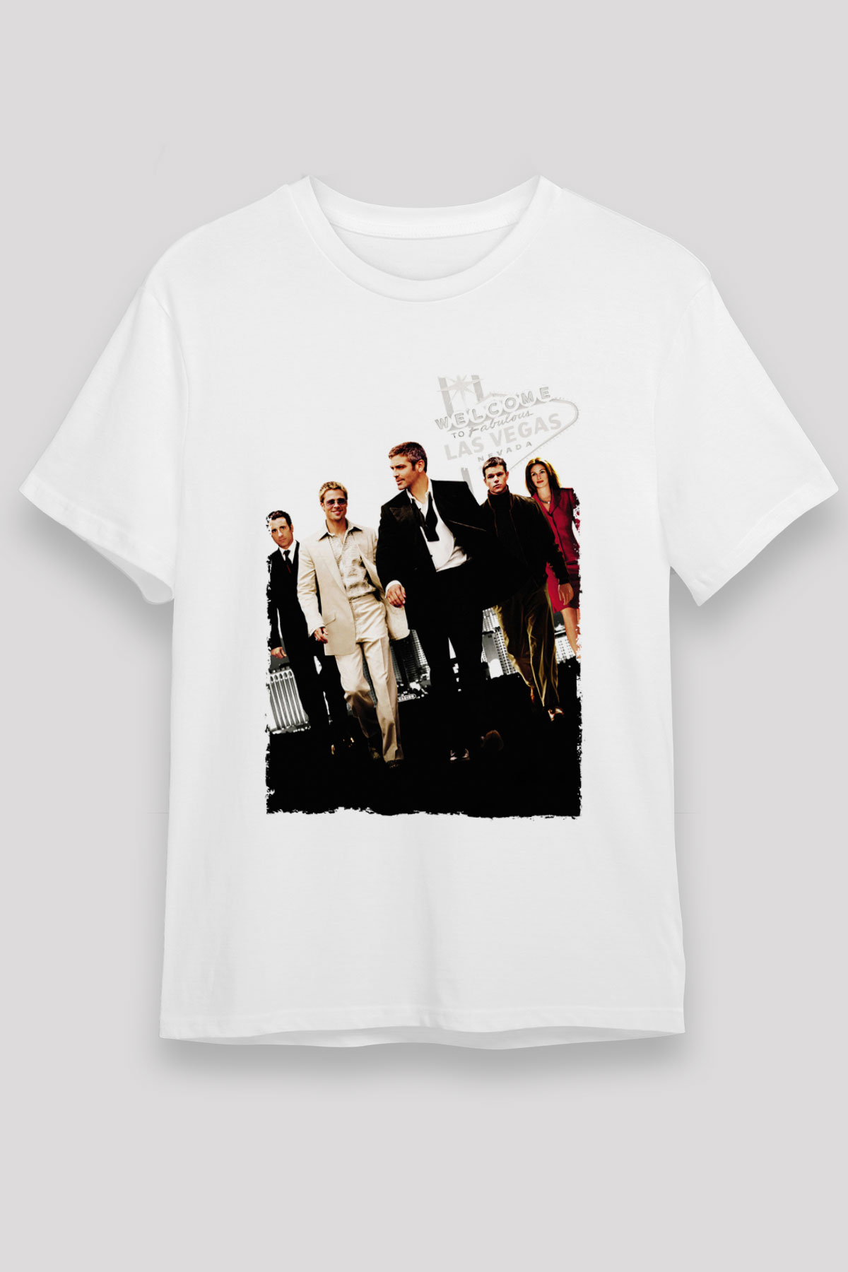 Unisex Ocean's Eleven Baskılı Beyaz Tshirt