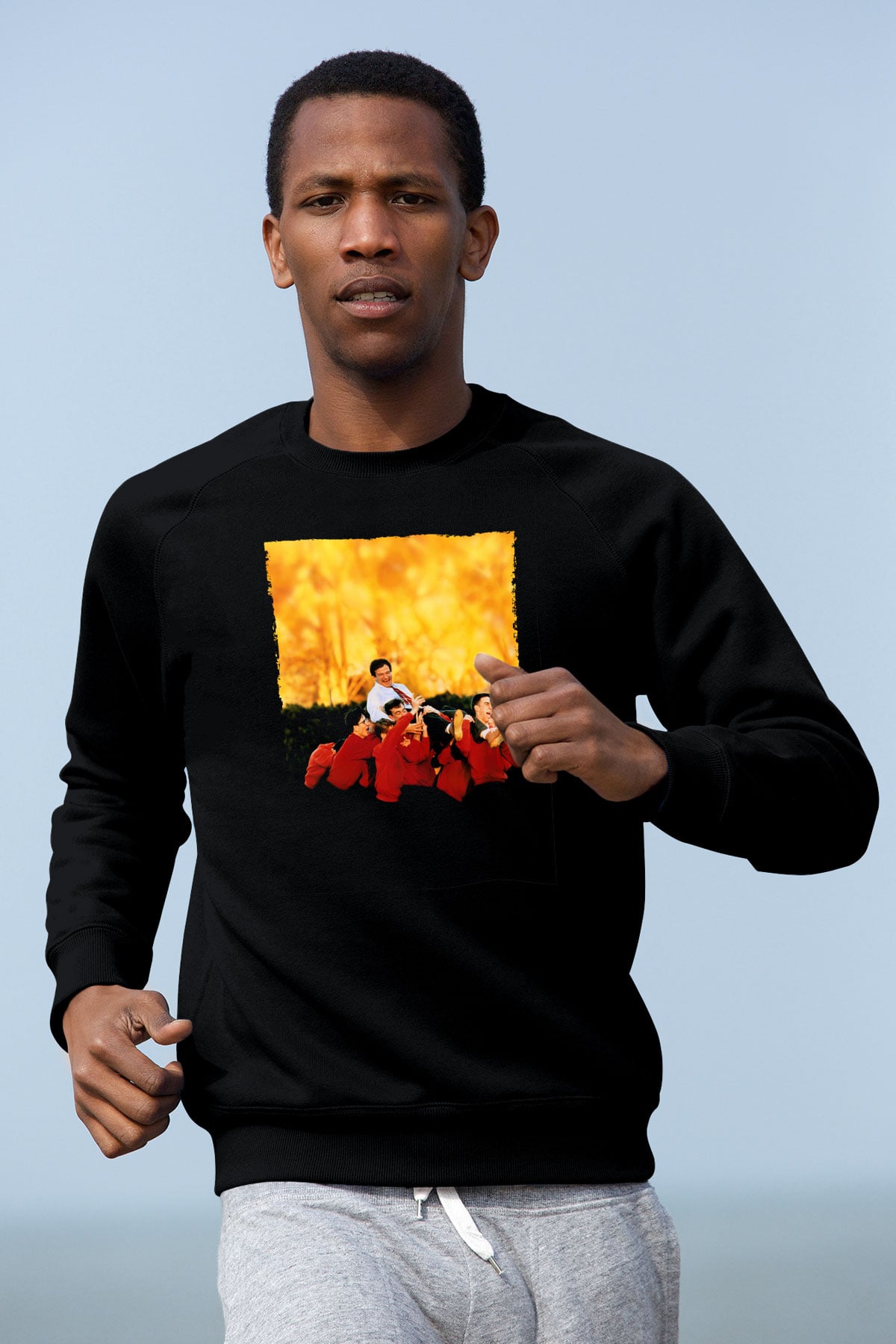 Unisex Ölü Ozanlar Derneği (Dead Poets Society) Baskılı Siyah Sweatshirt