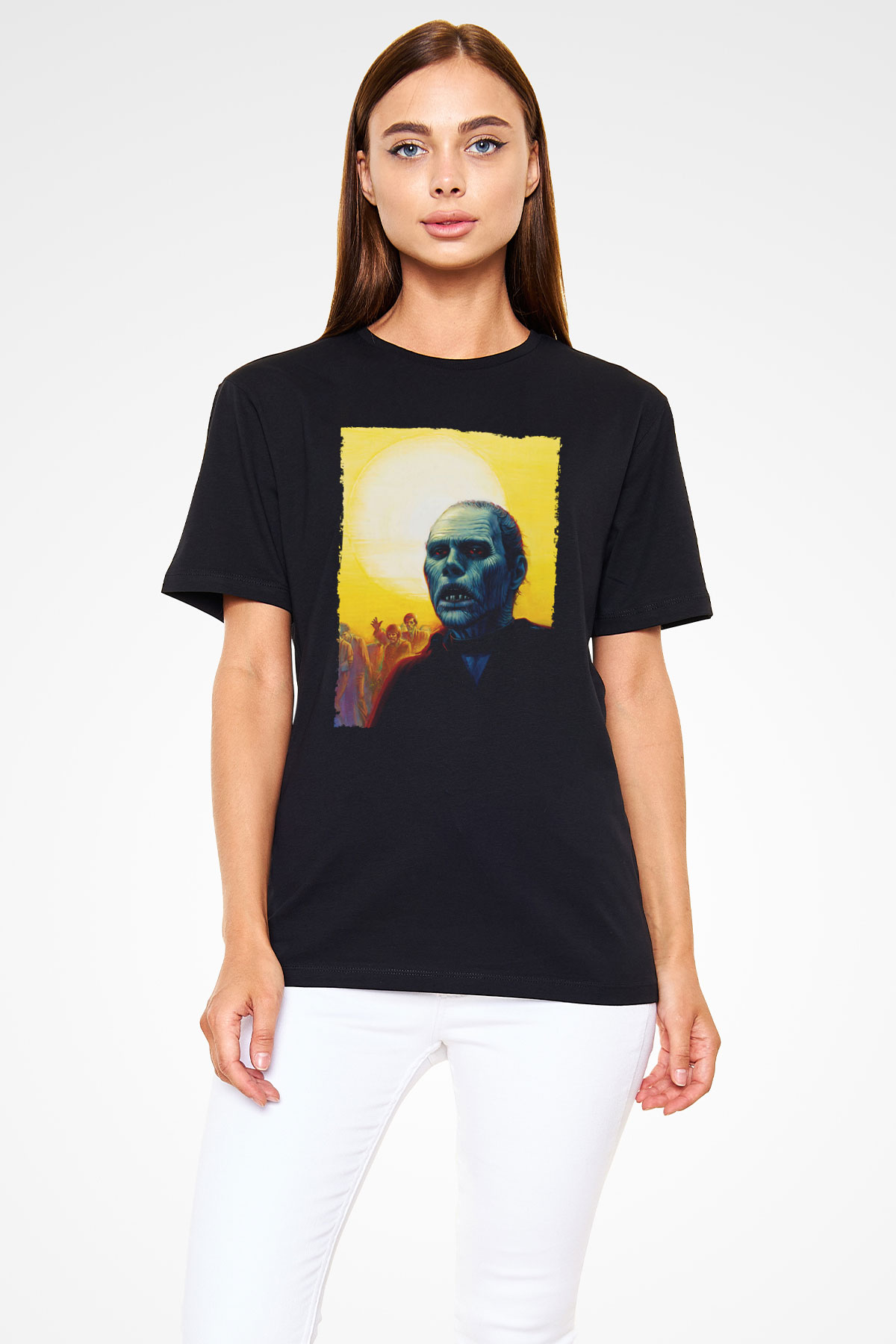 Unisex Ölüler Günü (Day of the Dead) Baskılı Siyah Tshirt