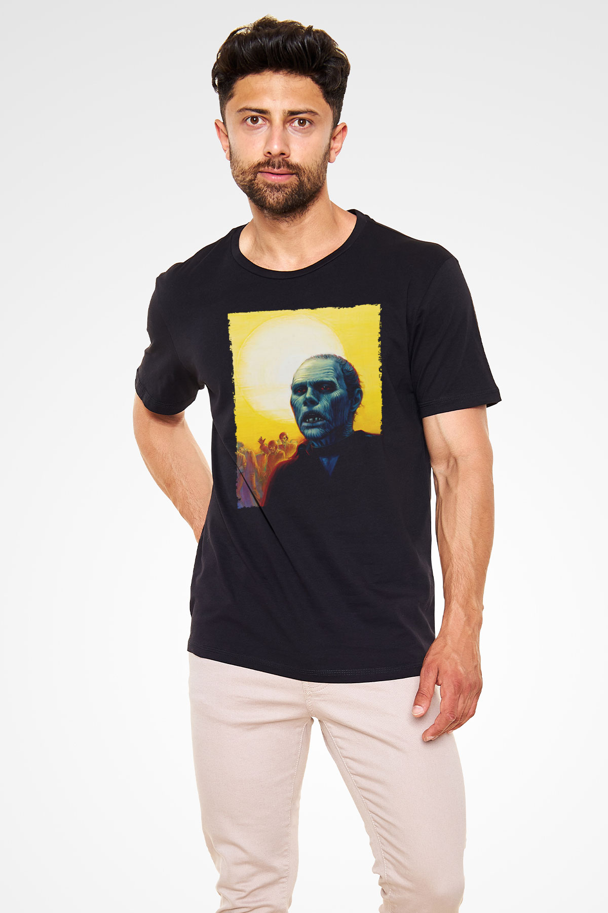 Unisex Ölüler Günü (Day of the Dead) Baskılı Siyah Tshirt