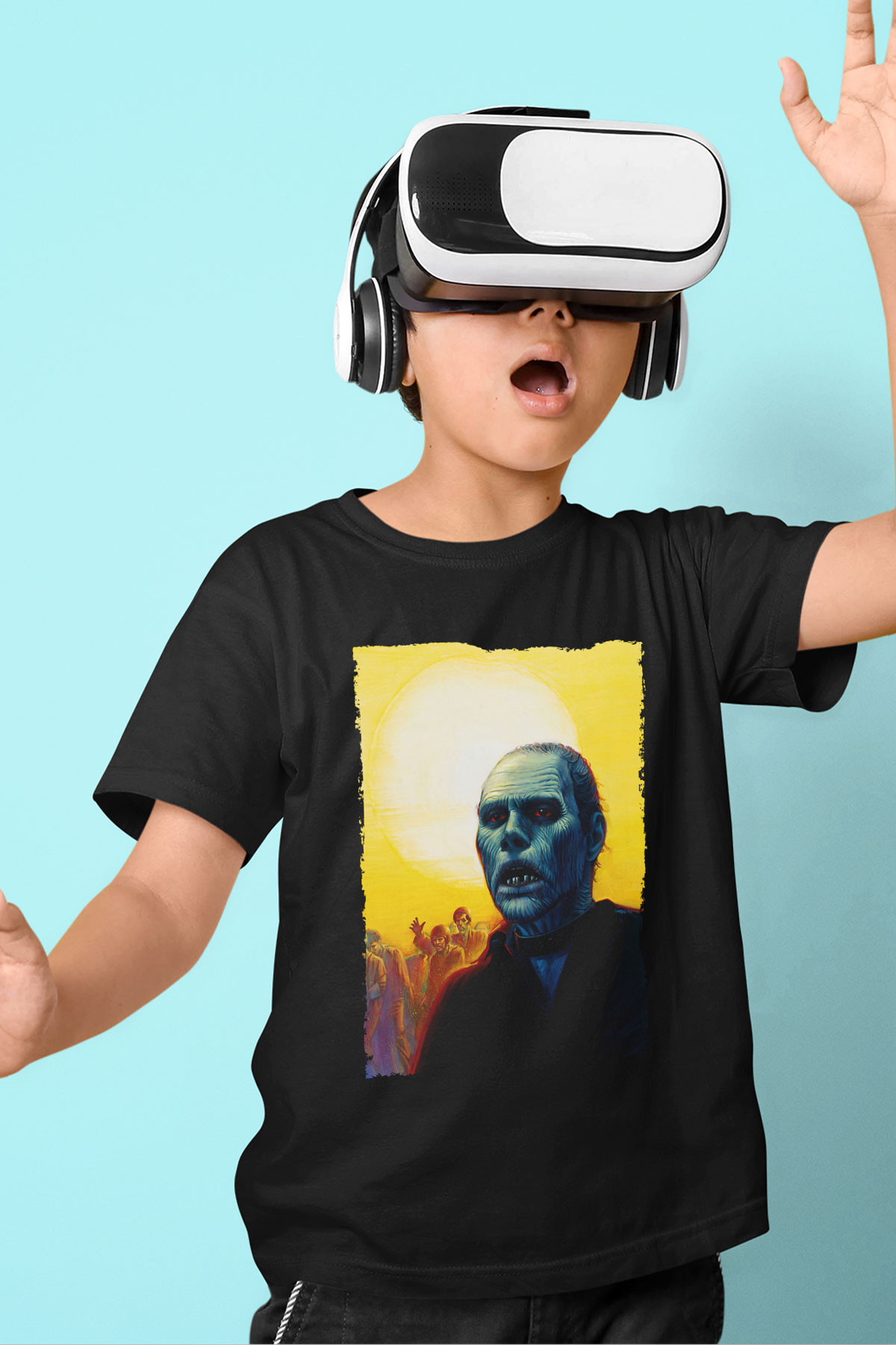 Unisex Ölüler Günü (Day of the Dead) Baskılı Siyah Çocuk Tshirt