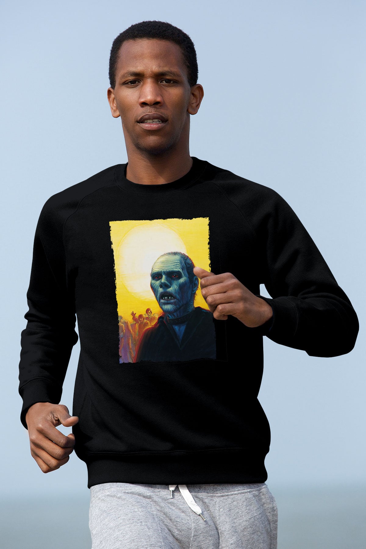 Unisex Ölüler Günü (Day of the Dead) Baskılı Siyah Sweatshirt