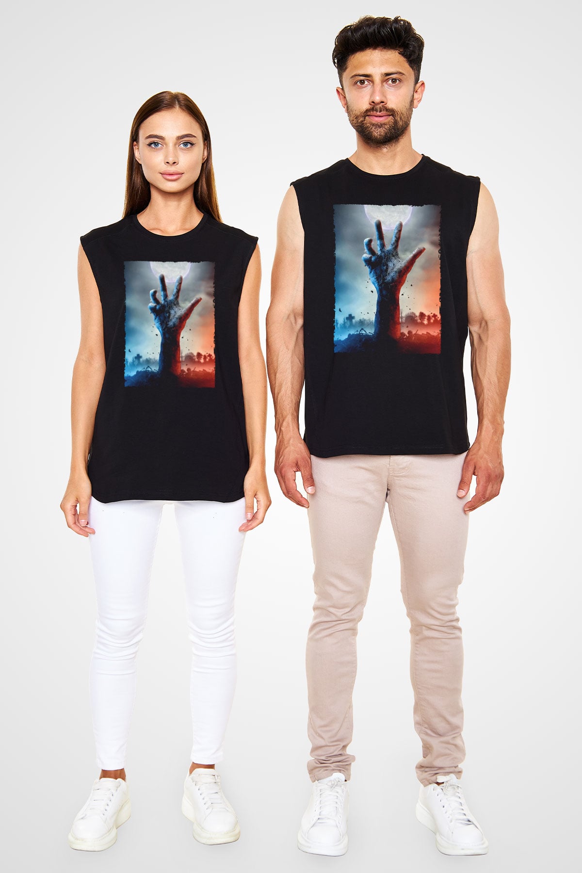 Unisex Ölüler Ölmez (The Dead Don't Die) Baskılı Siyah Kolsuz T-shirt