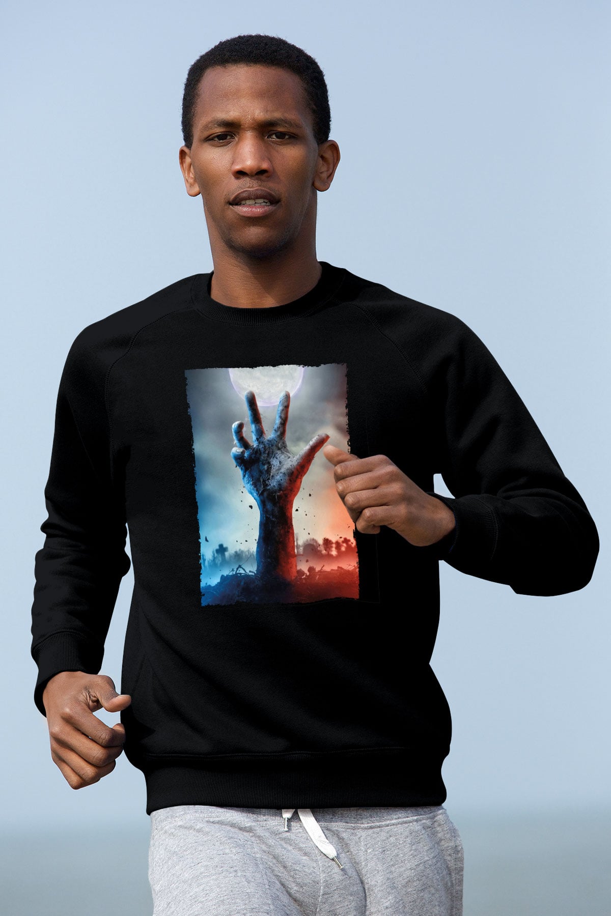 Unisex Ölüler Ölmez (The Dead Don't Die) Baskılı Siyah Sweatshirt