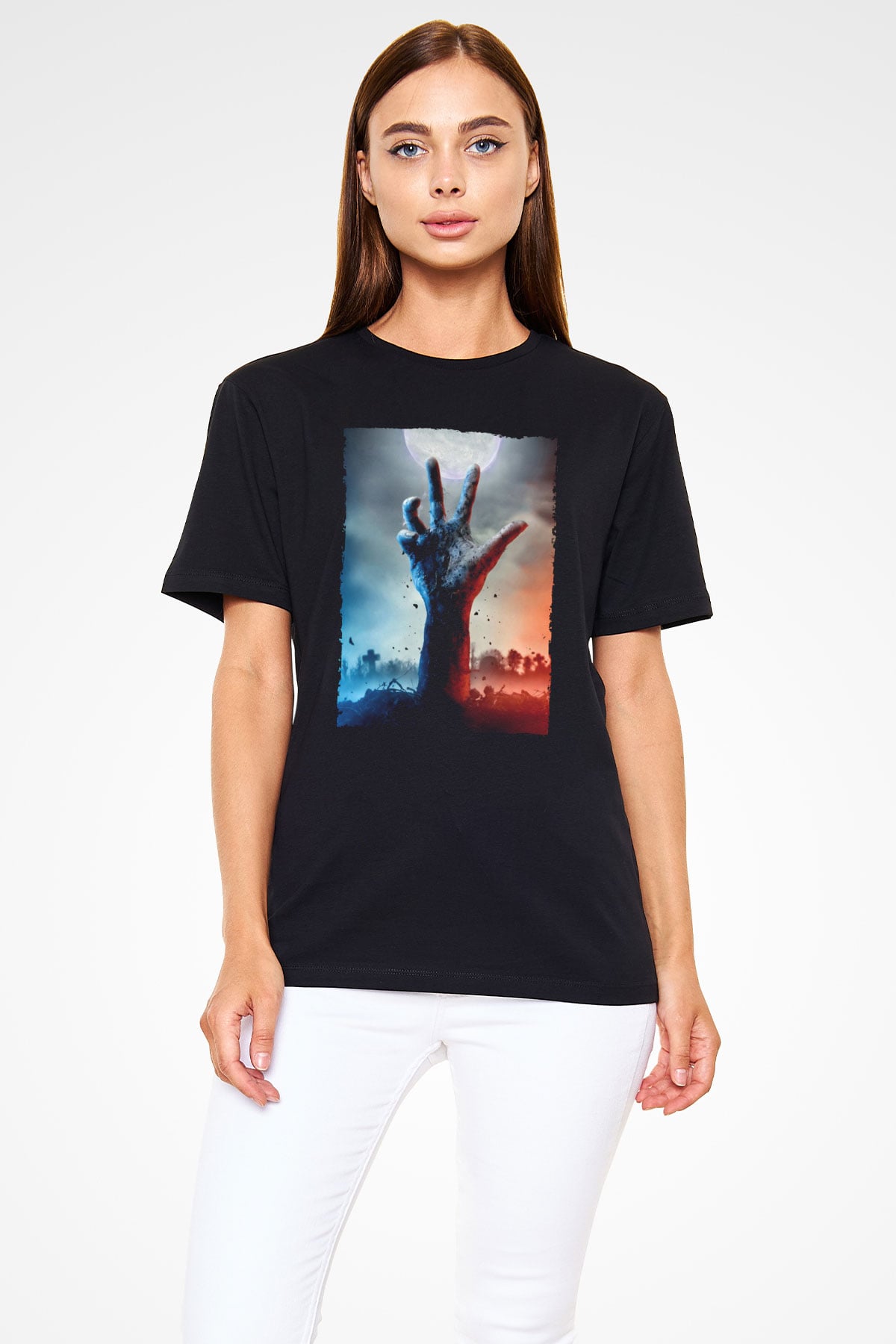 Unisex Ölüler Ölmez (The Dead Don't Die) Baskılı Siyah T-Shirt