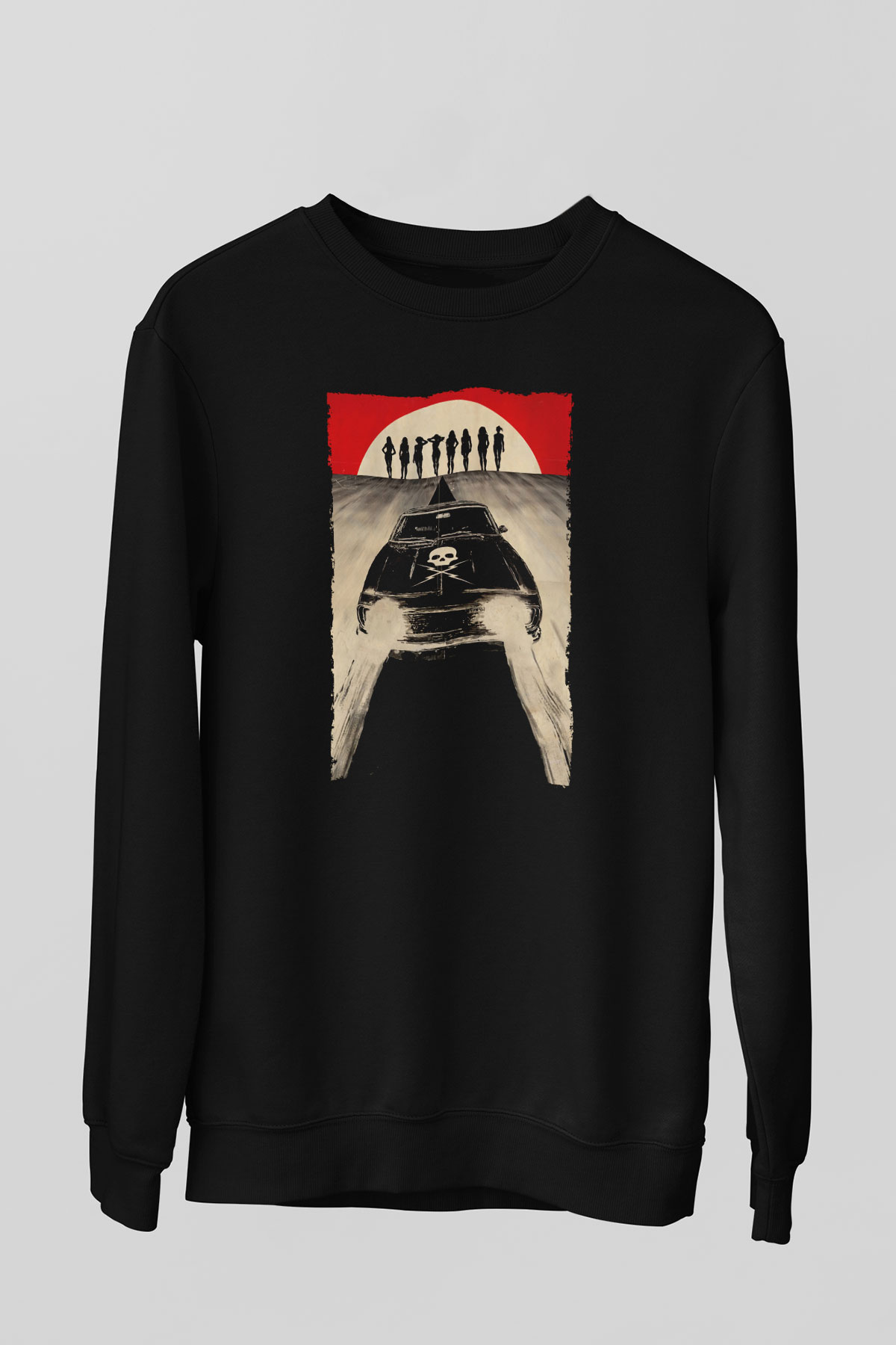 Unisex Ölüm Geçirmez (Death Proof) Baskılı Siyah Sweatshirt
