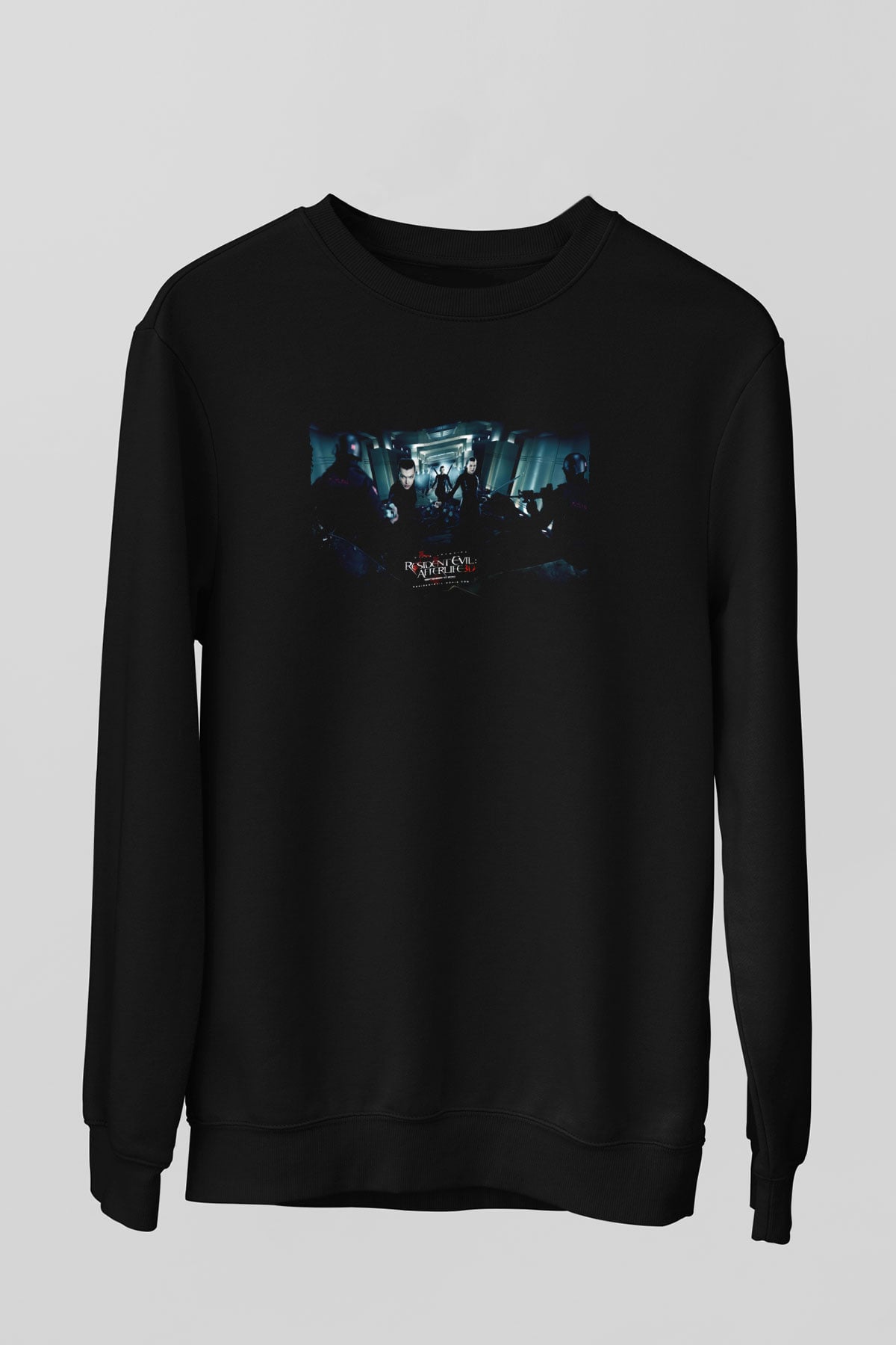 Unisex Ölümcül Deney Ölümden Sonra (Resident Evil Afterlife) Baskılı Siyah Sweatshirt