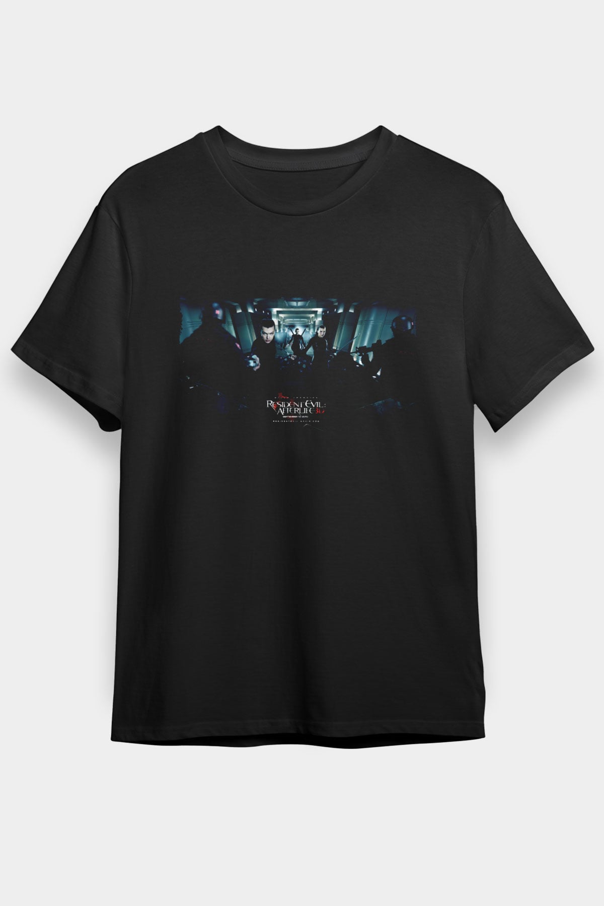 Unisex Ölümcül Deney Ölümden Sonra (Resident Evil Afterlife) Baskılı Siyah Tişört
