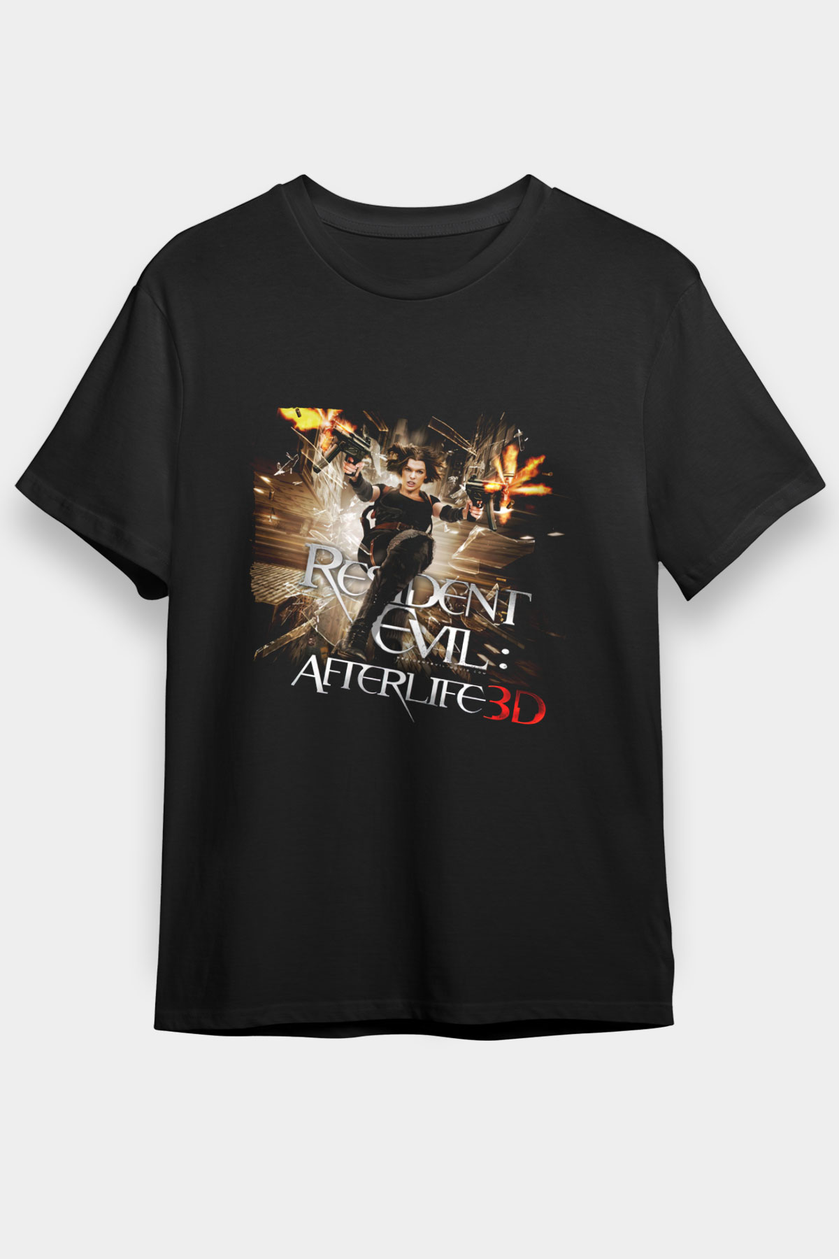 Unisex Ölümcül Deney Ölümden Sonra (Resident Evil Afterlife) Baskılı Siyah T-shirt