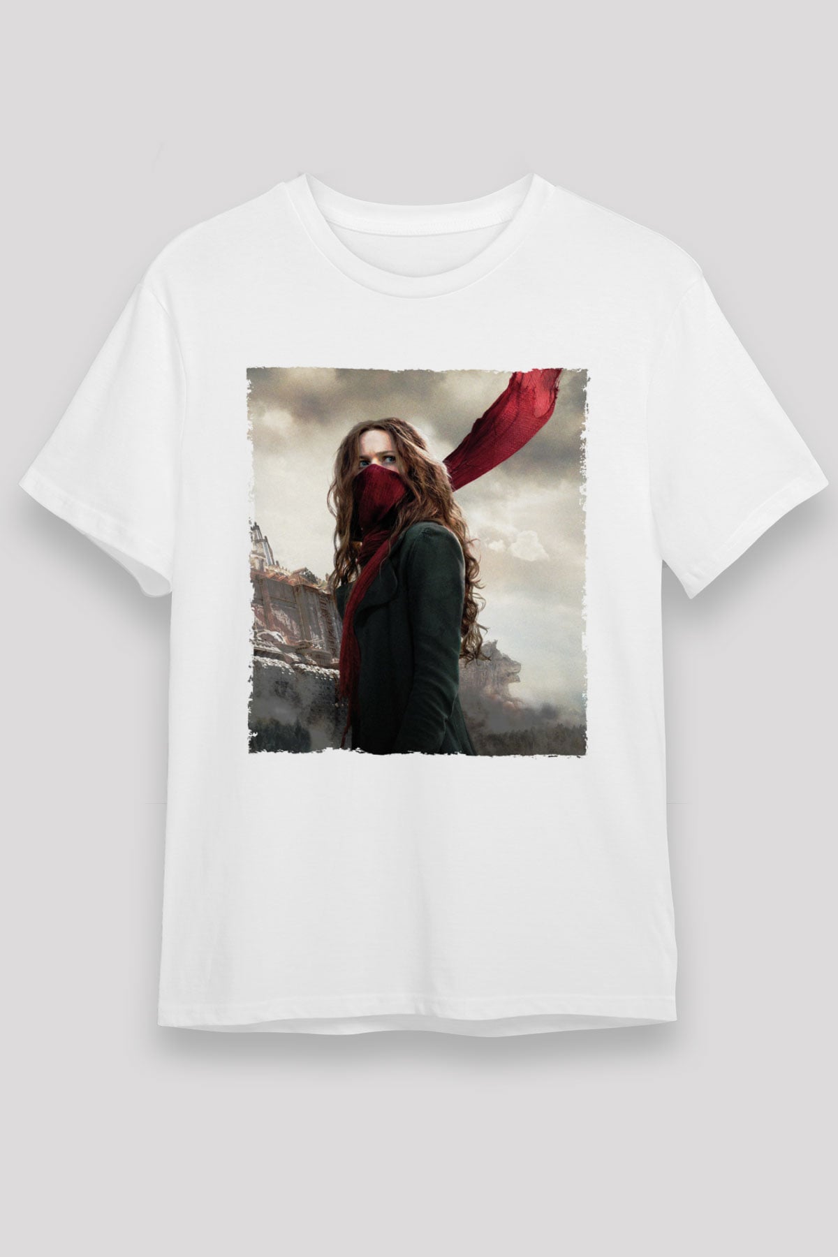 Unisex Ölümcül Makineler (Mortal Engines) Baskılı Beyaz Tişört