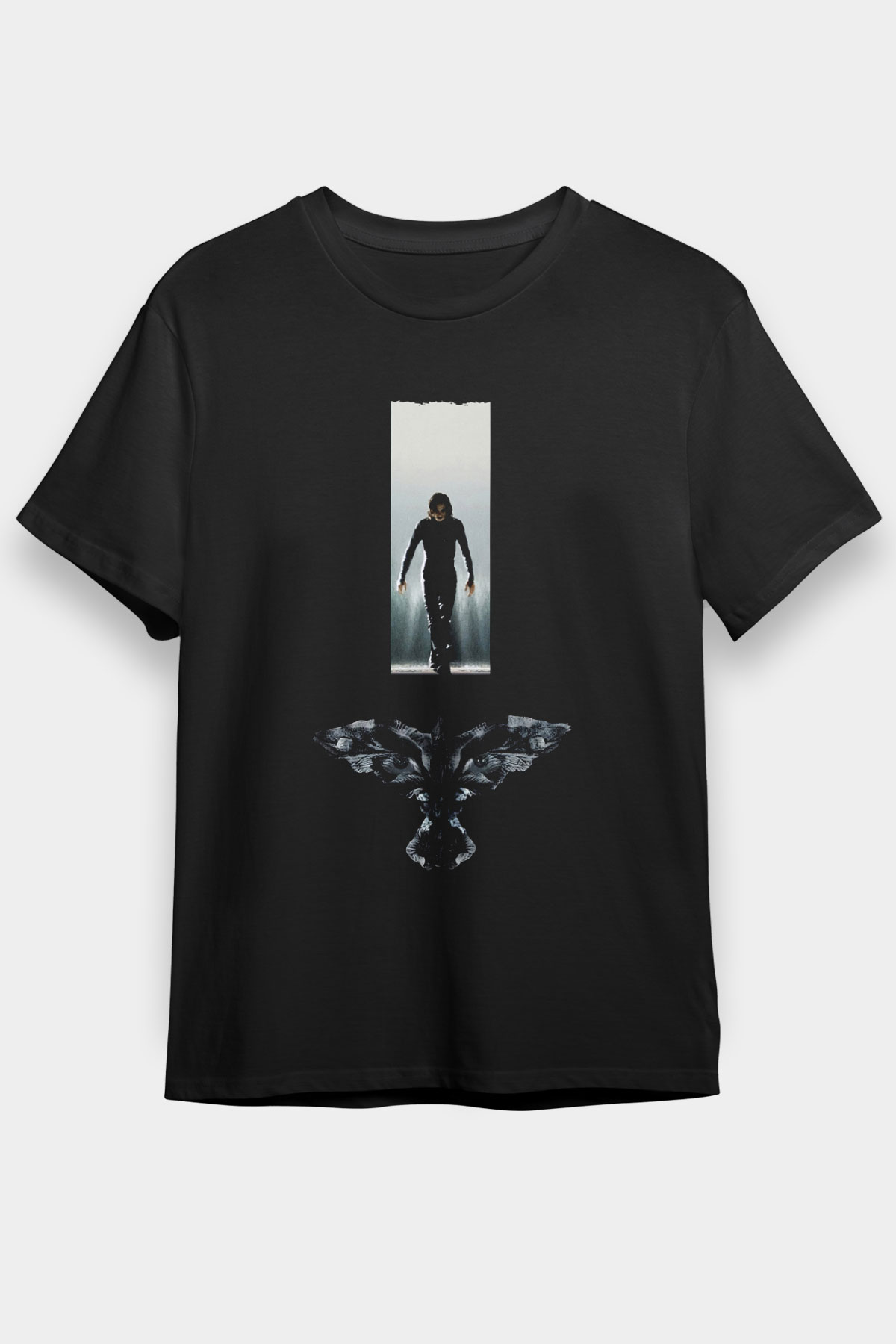 Unisex Ölümsüz Aşk (The Crow) Baskılı Siyah T-Shirt