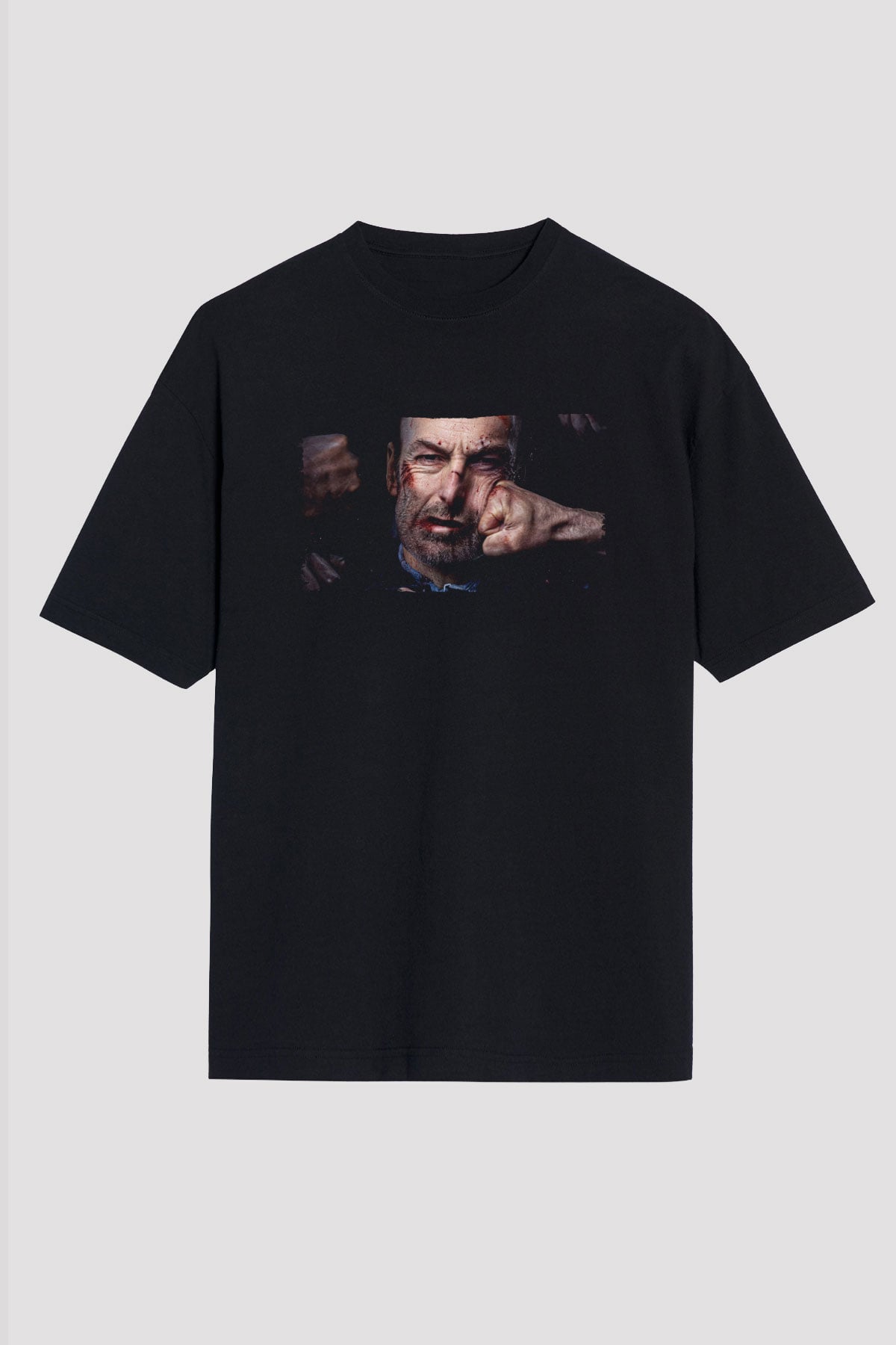 Unisex Önemsiz Biri (Nobody) Baskılı Siyah Oversize Tshirt