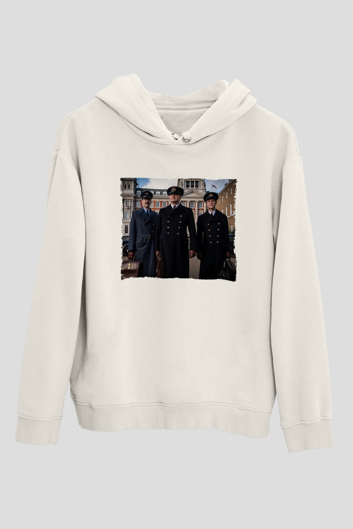 Unisex Operation Mincemeat Baskılı Beyaz Kapüşonlu Sweatshirt