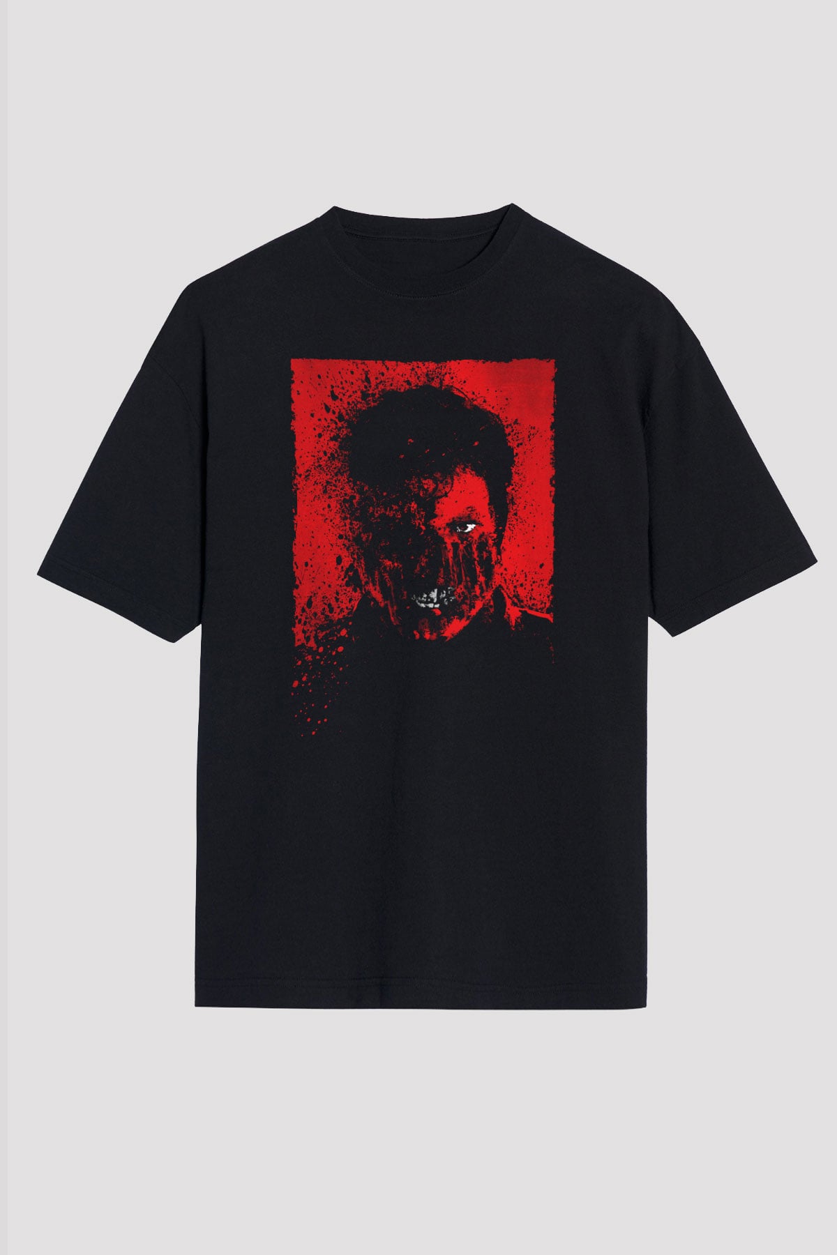 Unisex Overlord Operasyonu (Overlord) Baskılı Siyah Oversize T-shirt