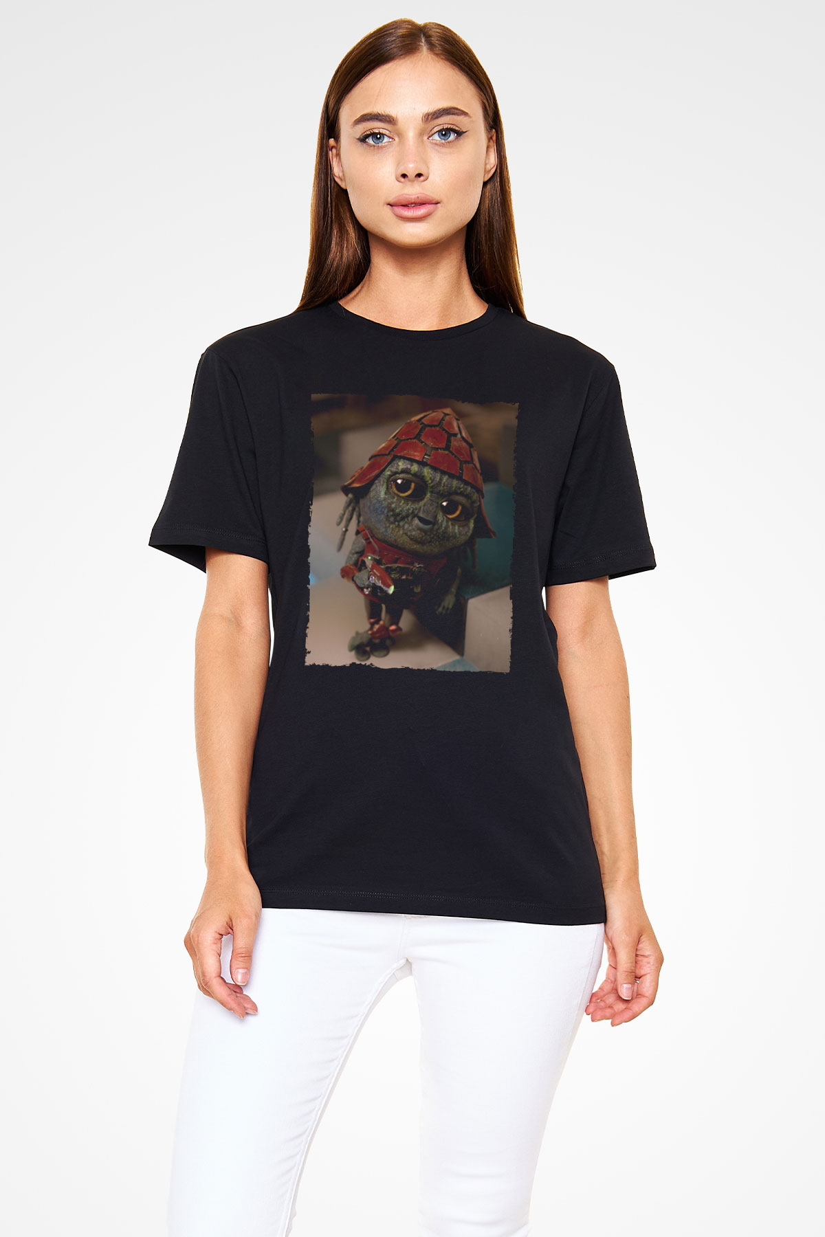 Unisex Pawny Baskılı Siyah T-Shirt