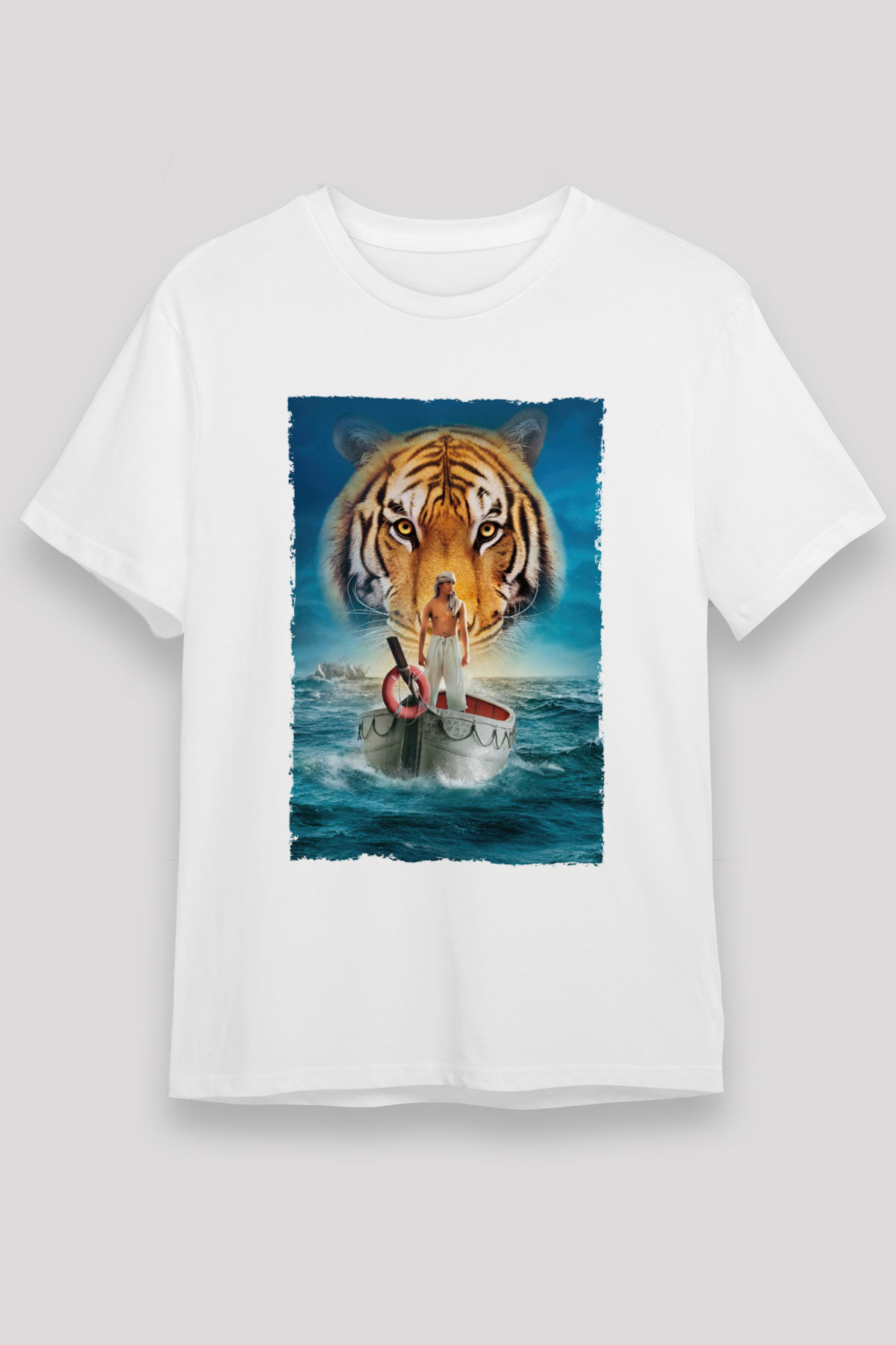 Unisex Pi'nin Yaşamı (Life of Pi) Baskılı Beyaz Tshirt