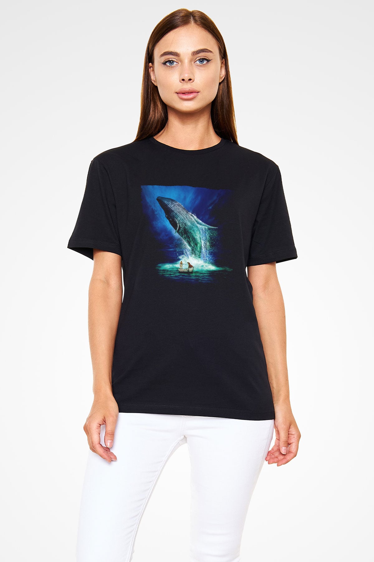 Unisex Pi'nin Yaşamı (Life of Pi) Baskılı Siyah Tshirt