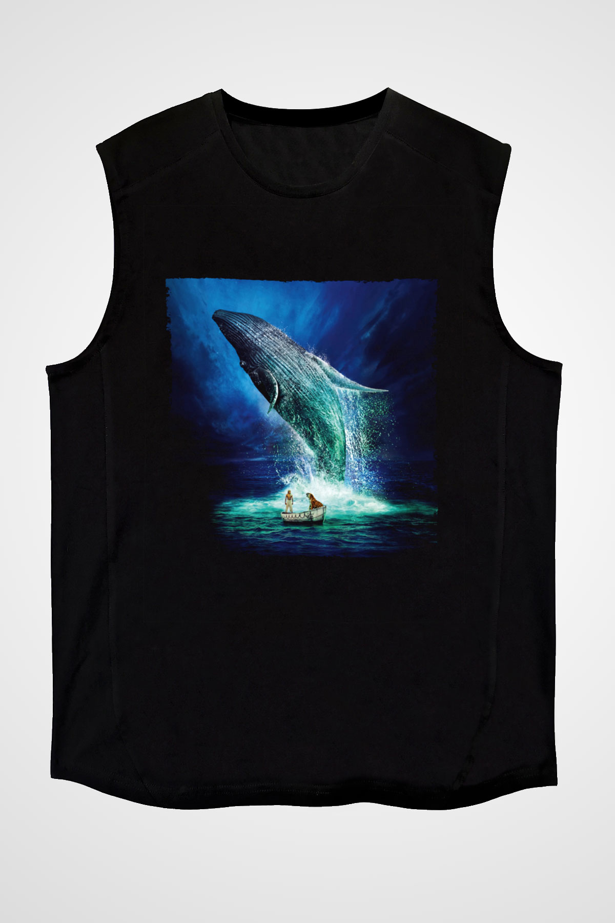 Unisex Pi'nin Yaşamı (Life of Pi) Baskılı Siyah Kolsuz Tshirt