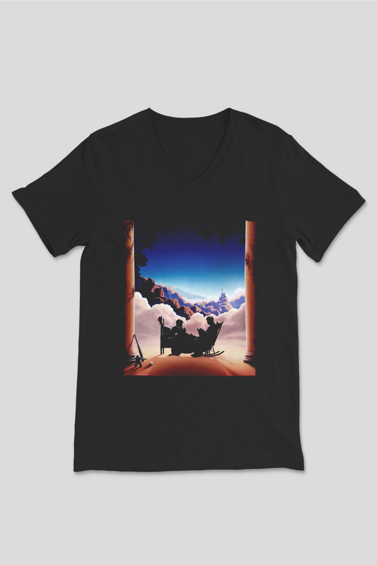 Unisex Prenses Gelin (The Princess Bride) Baskılı Siyah V Yaka T-shirt