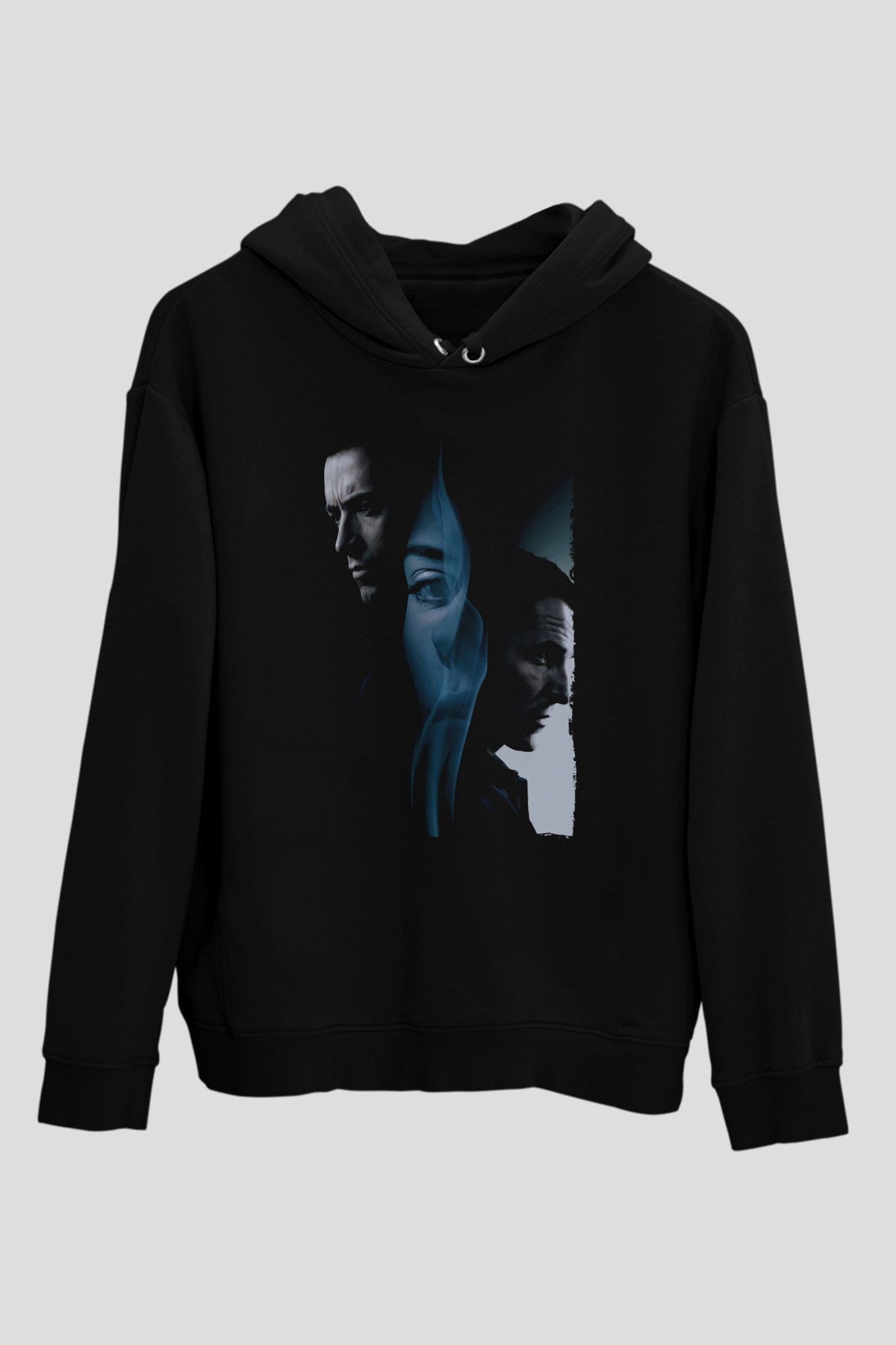 Unisex Prestij (The Prestige) Baskılı Siyah Kapüşonlu Sweatshirt