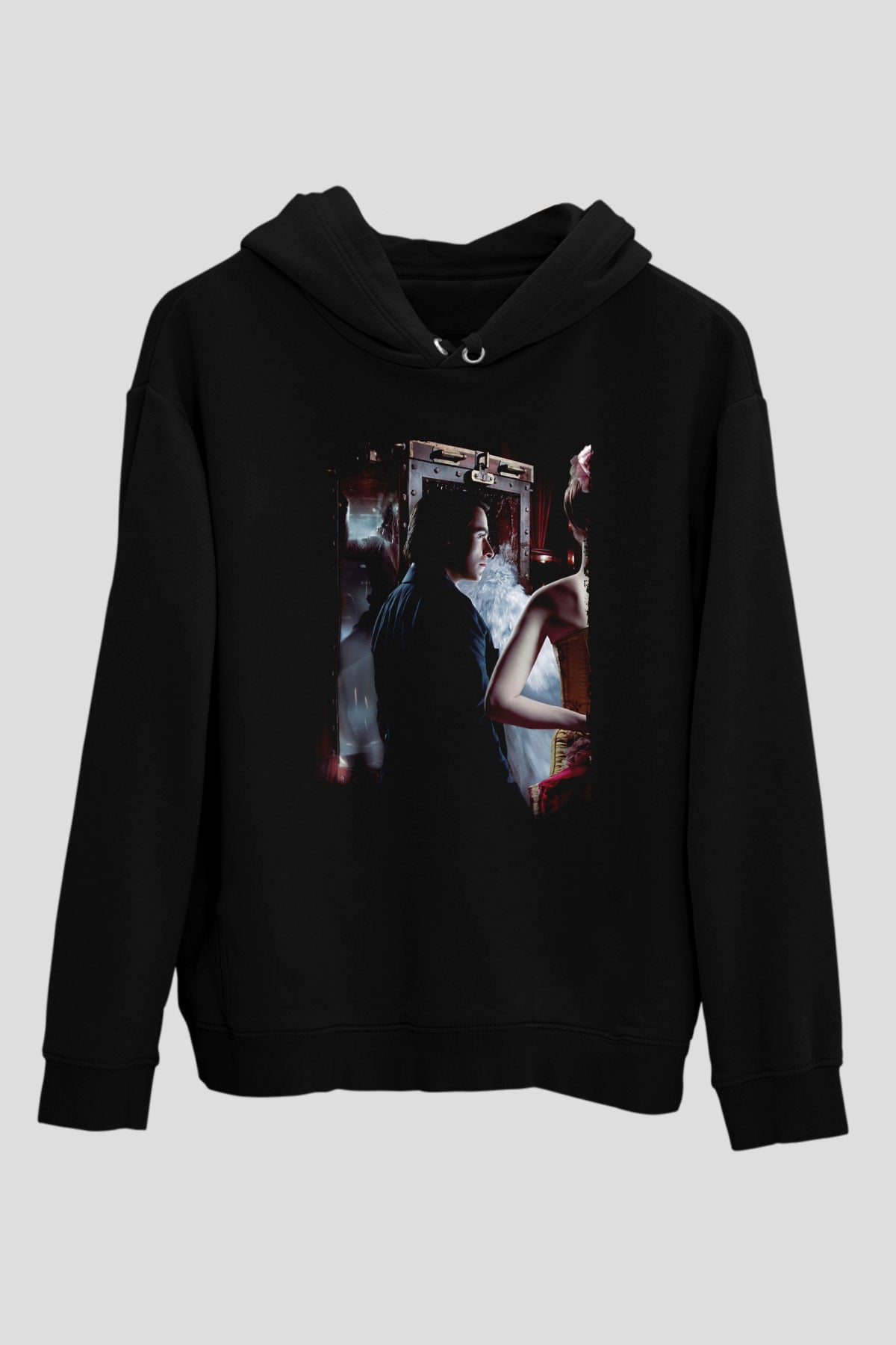 Unisex Prestij (The Prestige) Baskılı Siyah Kapüşonlu Sweatshirt