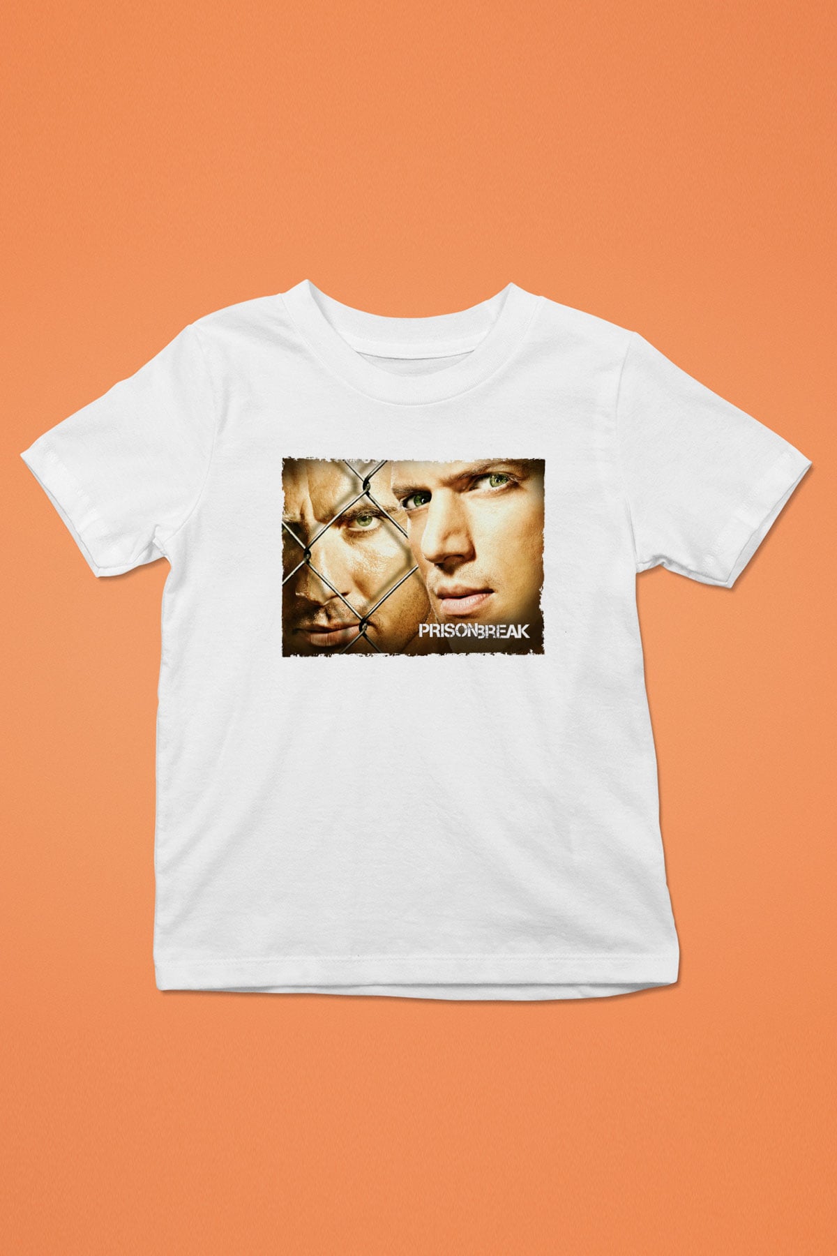 Unisex Prison Break Baskılı Beyaz Çocuk Tişört