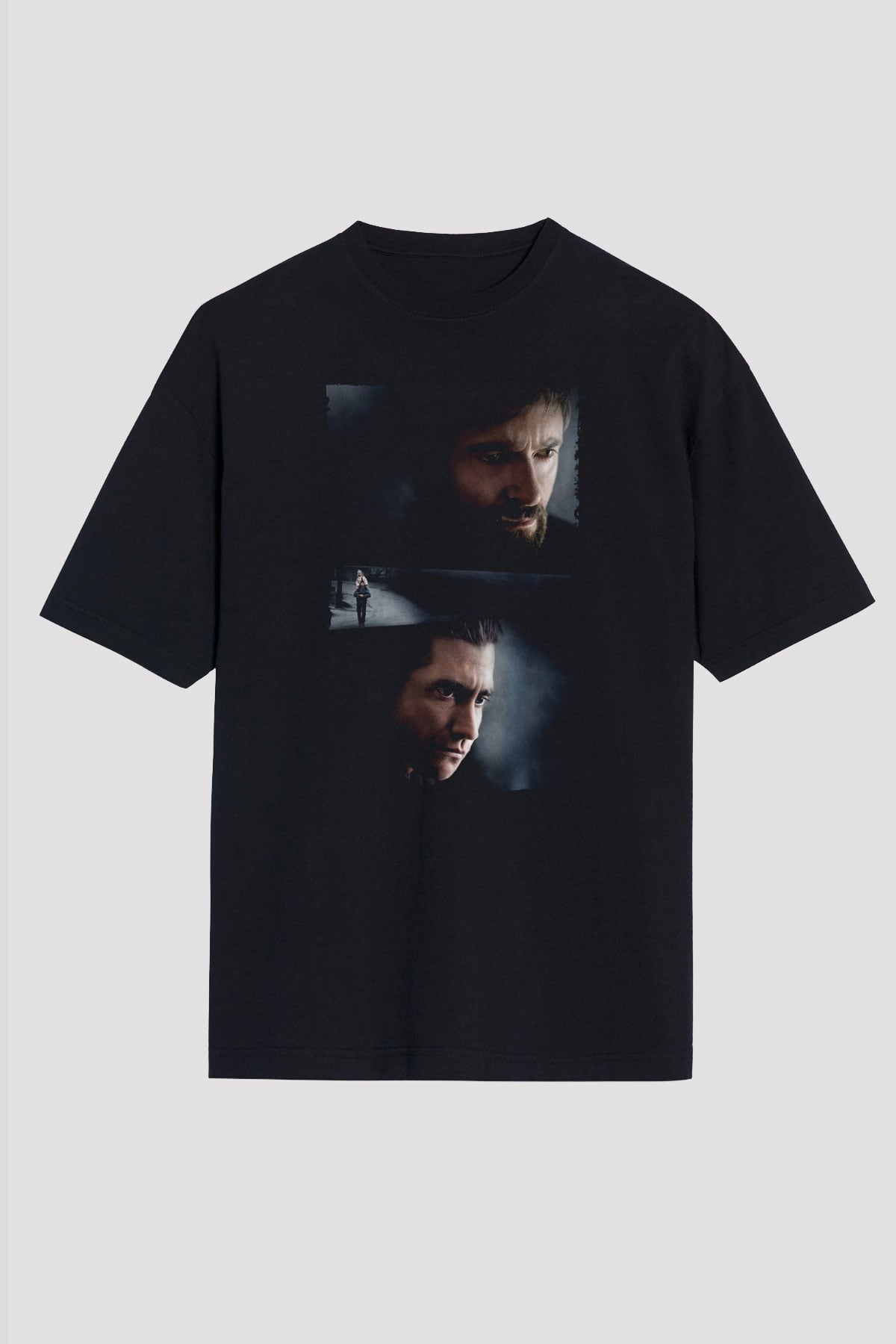 Unisex Prisoners Baskılı Siyah Oversize Tişört