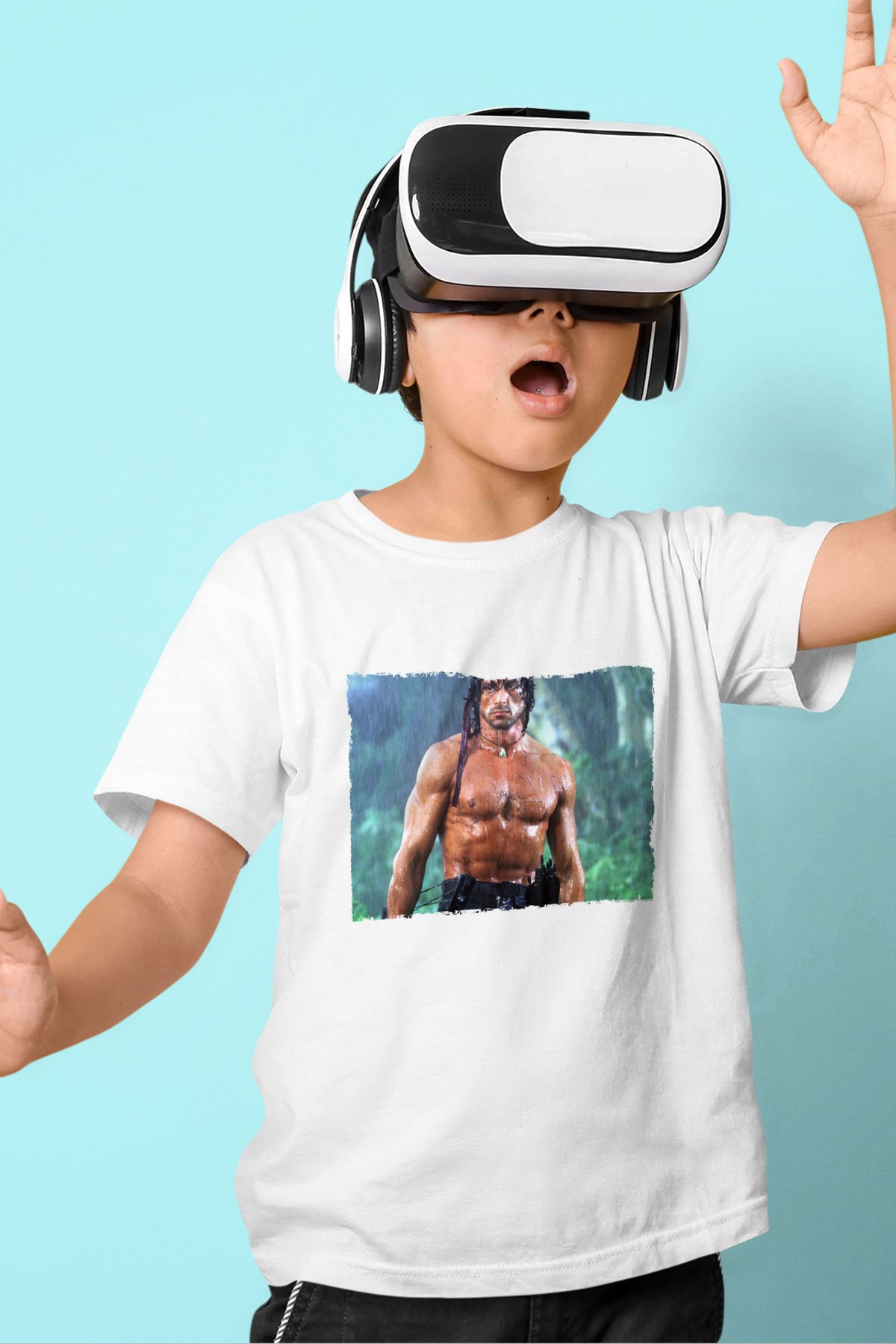 Unisex Rambo Baskılı Beyaz Çocuk Tshirt