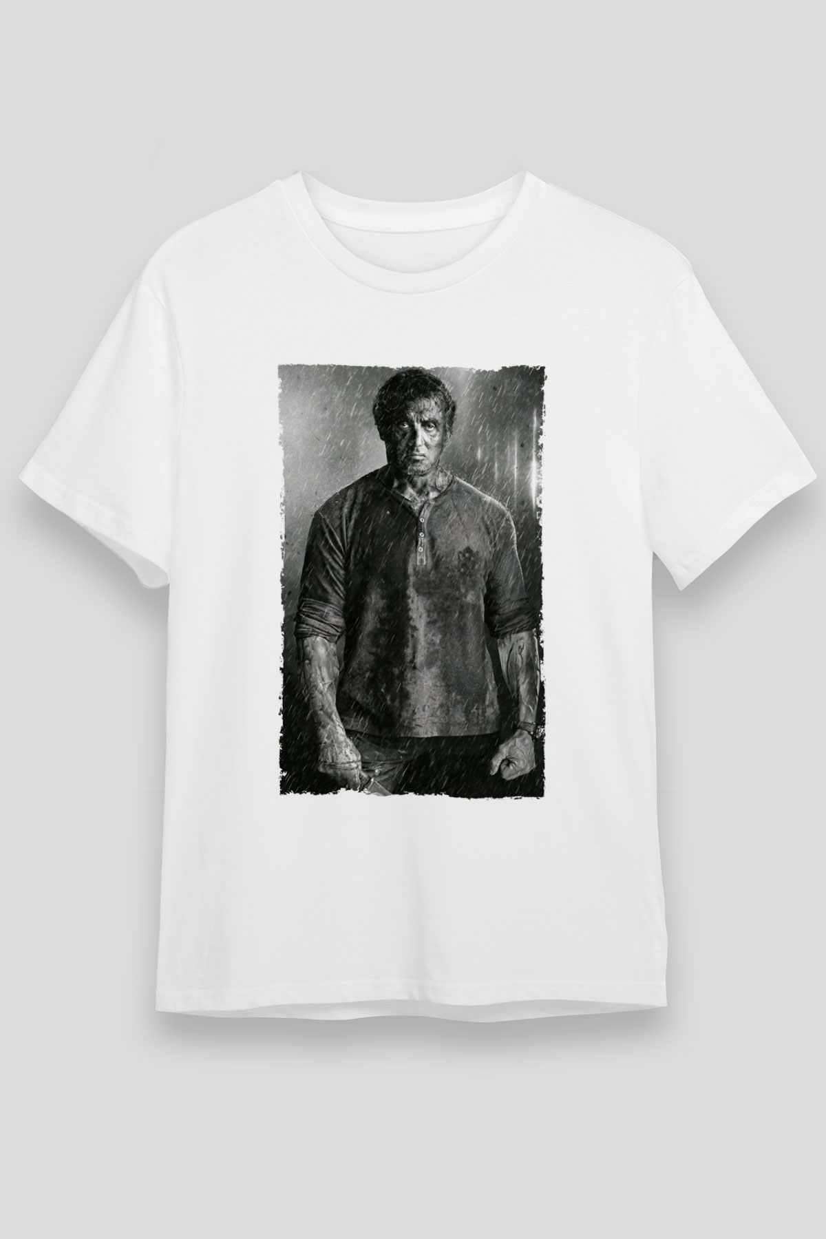 Unisex Rambo Son Kan (Rambo Last Blood) Baskılı Beyaz Tişört