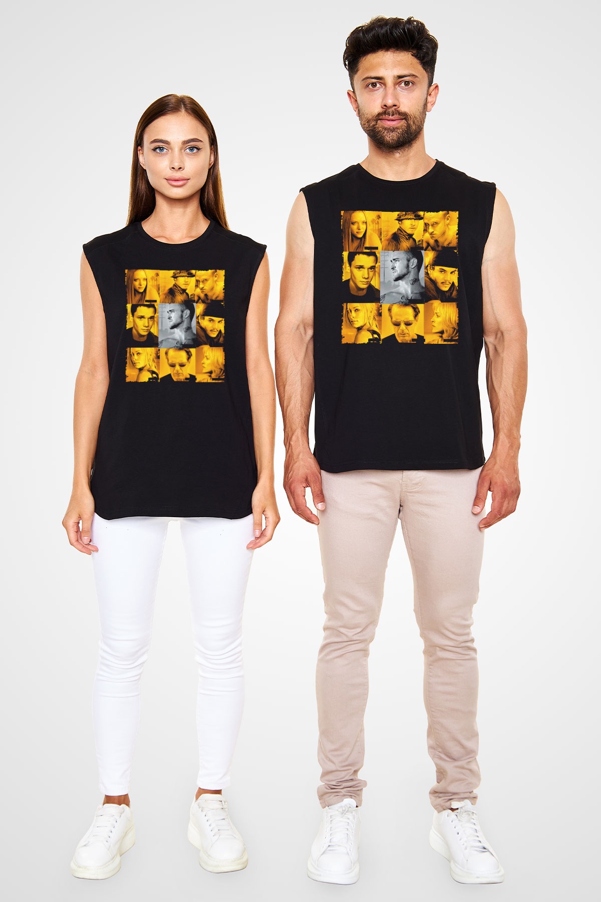 Unisex Rehine (Alpha Dog) Baskılı Siyah Kolsuz T-shirt